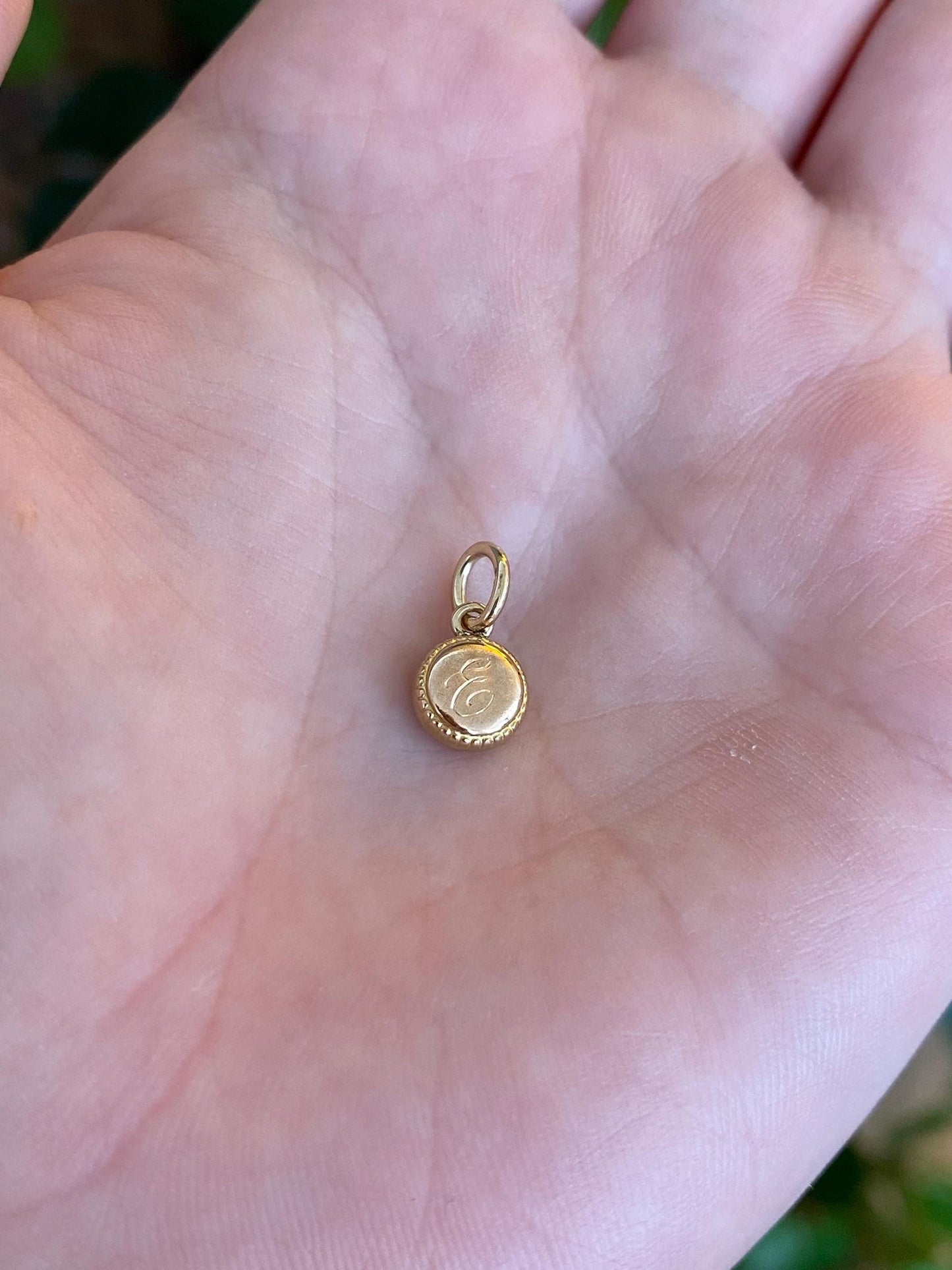 Vintage Solid 14k Yellow Gold Initial 'E' Little Cufflink Conversion Charm