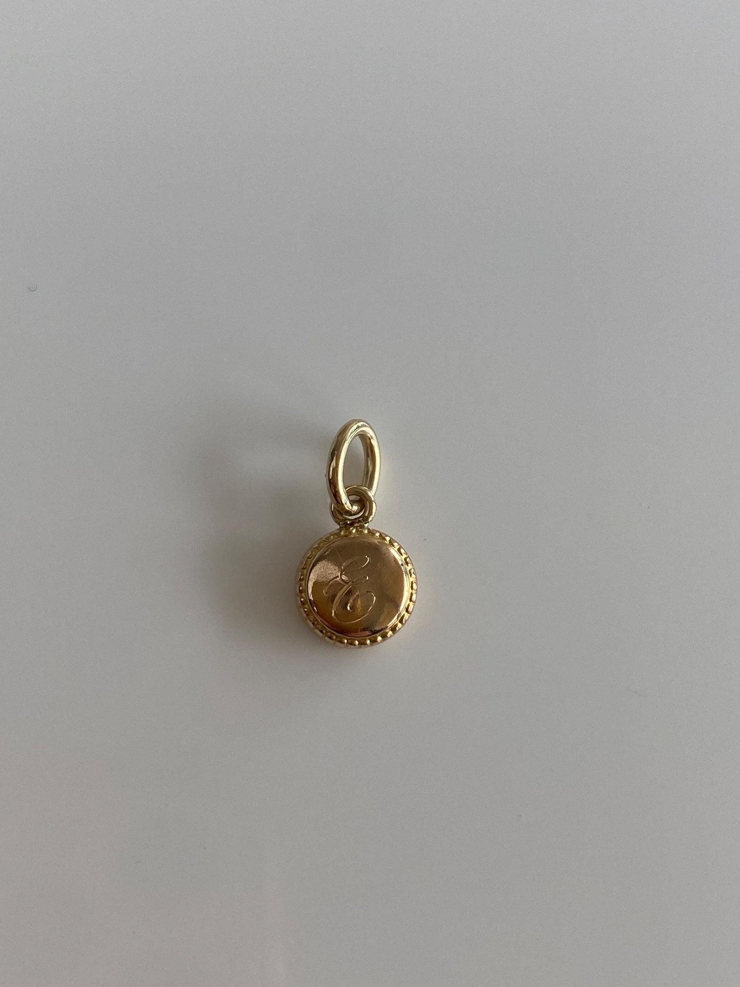 Vintage Solid 14k Yellow Gold Initial 'E' Little Cufflink Conversion Charm