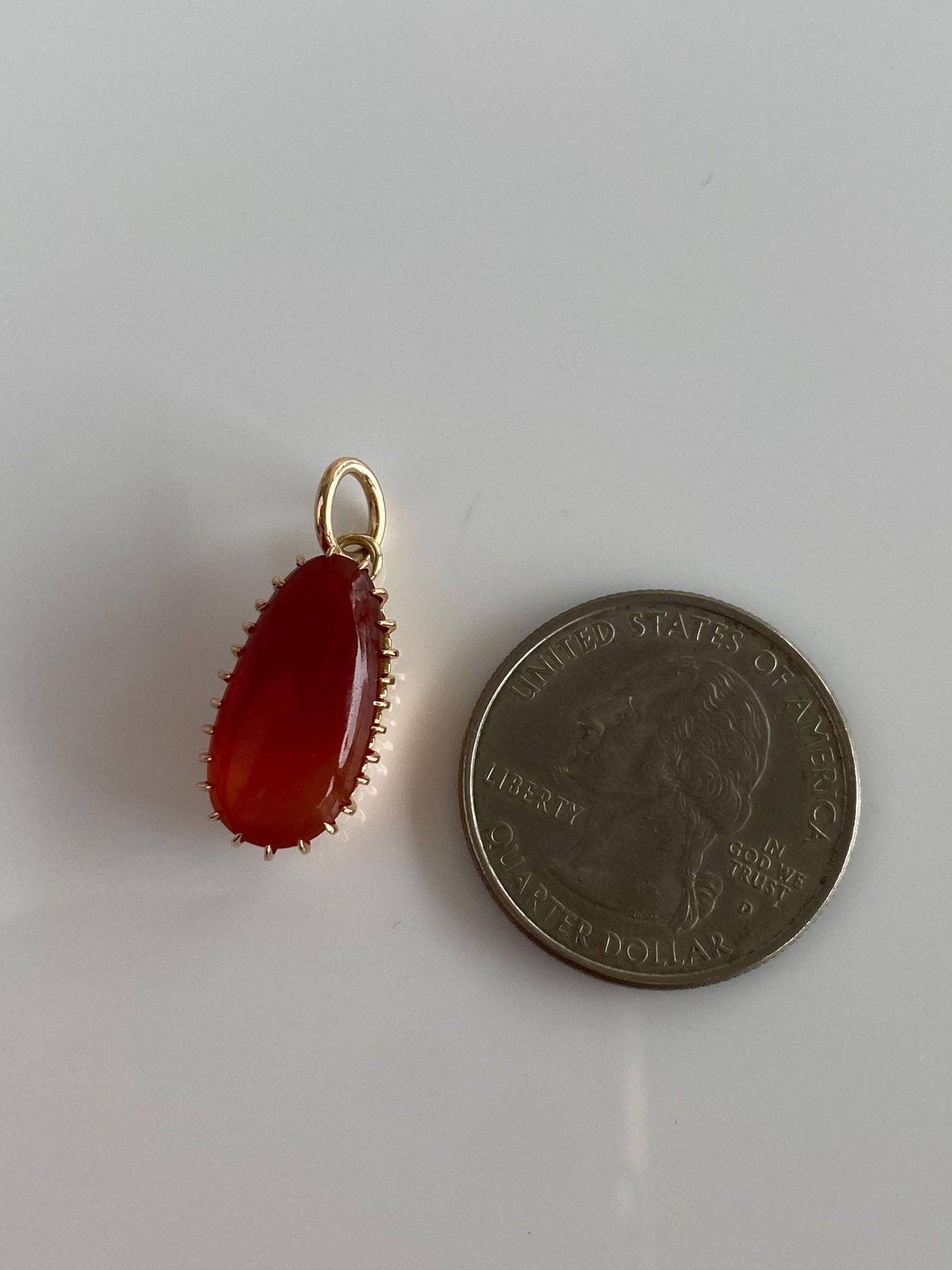 Vintage Solid 10k Yellow Gold Carnelian Charm