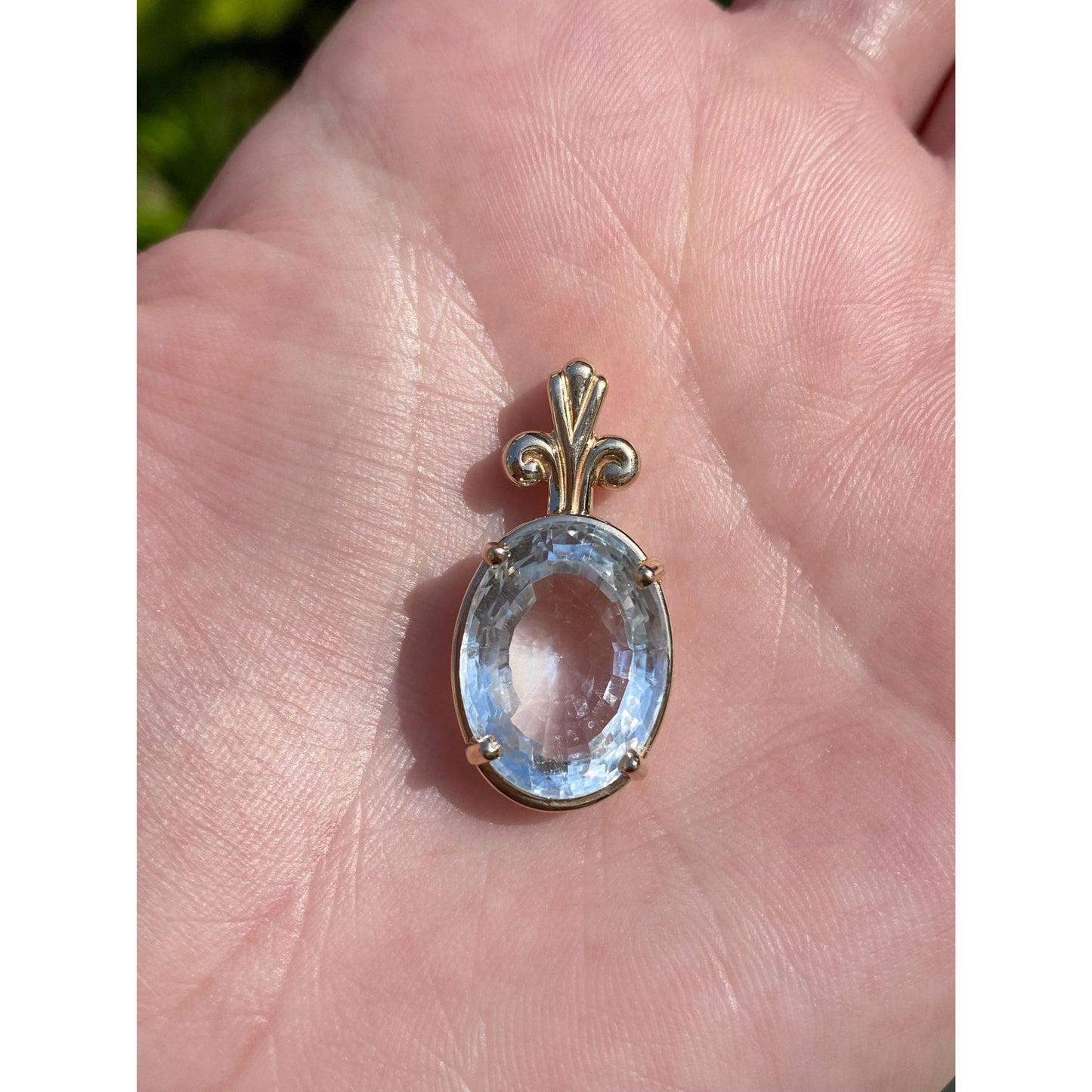 Solid 14k Yellow Gold Large Topaz Charm