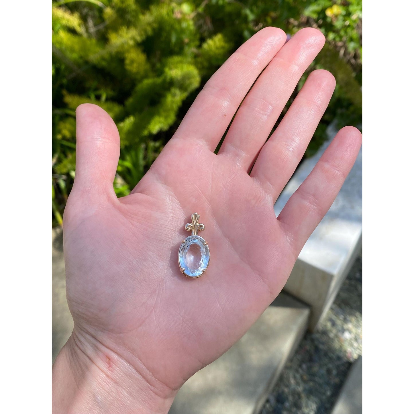 Solid 14k Yellow Gold Large Topaz Charm