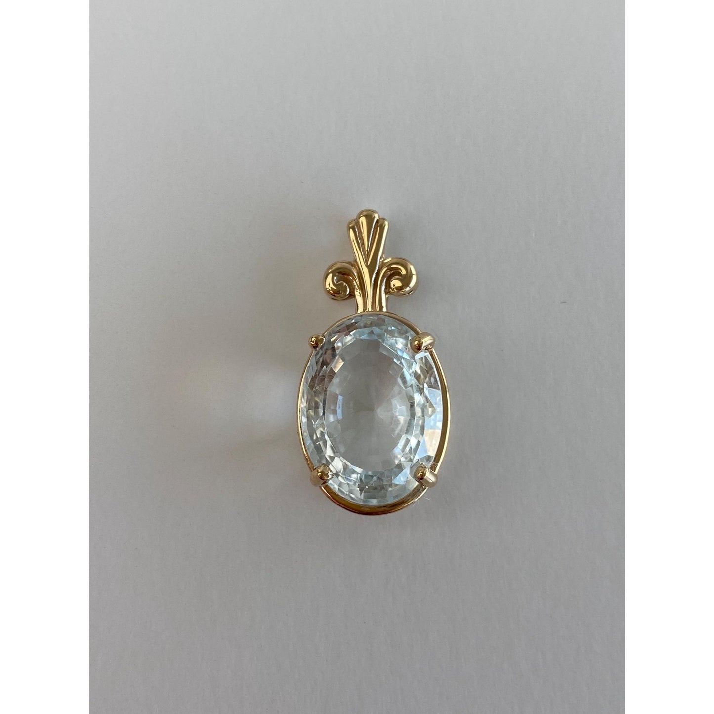 Solid 14k Yellow Gold Large Topaz Charm