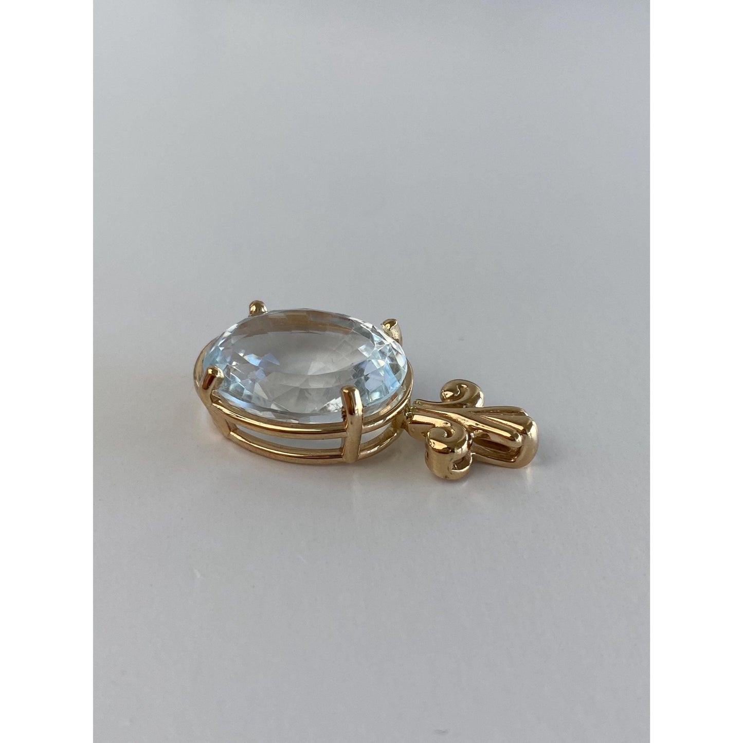 Solid 14k Yellow Gold Large Topaz Charm