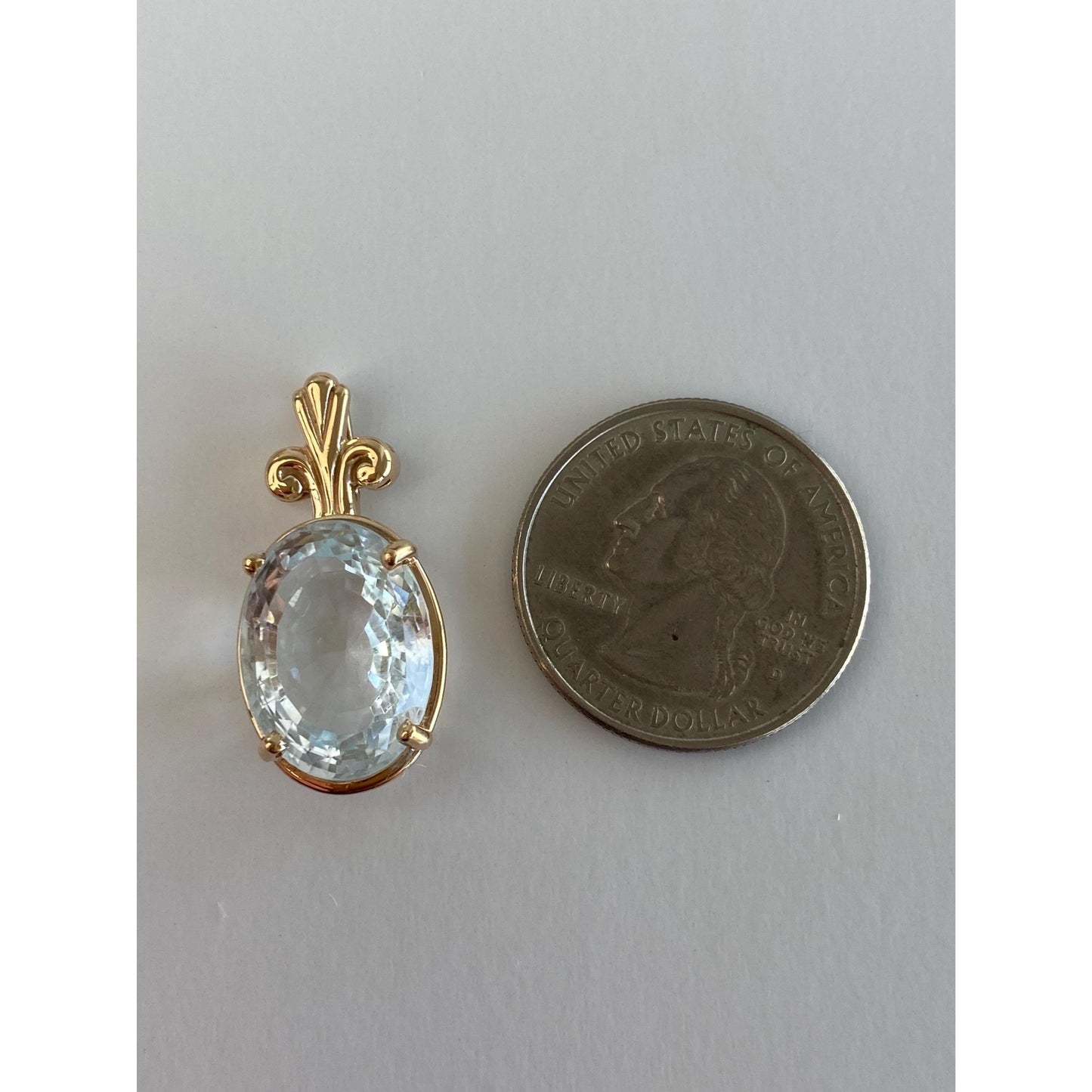 Solid 14k Yellow Gold Large Topaz Charm