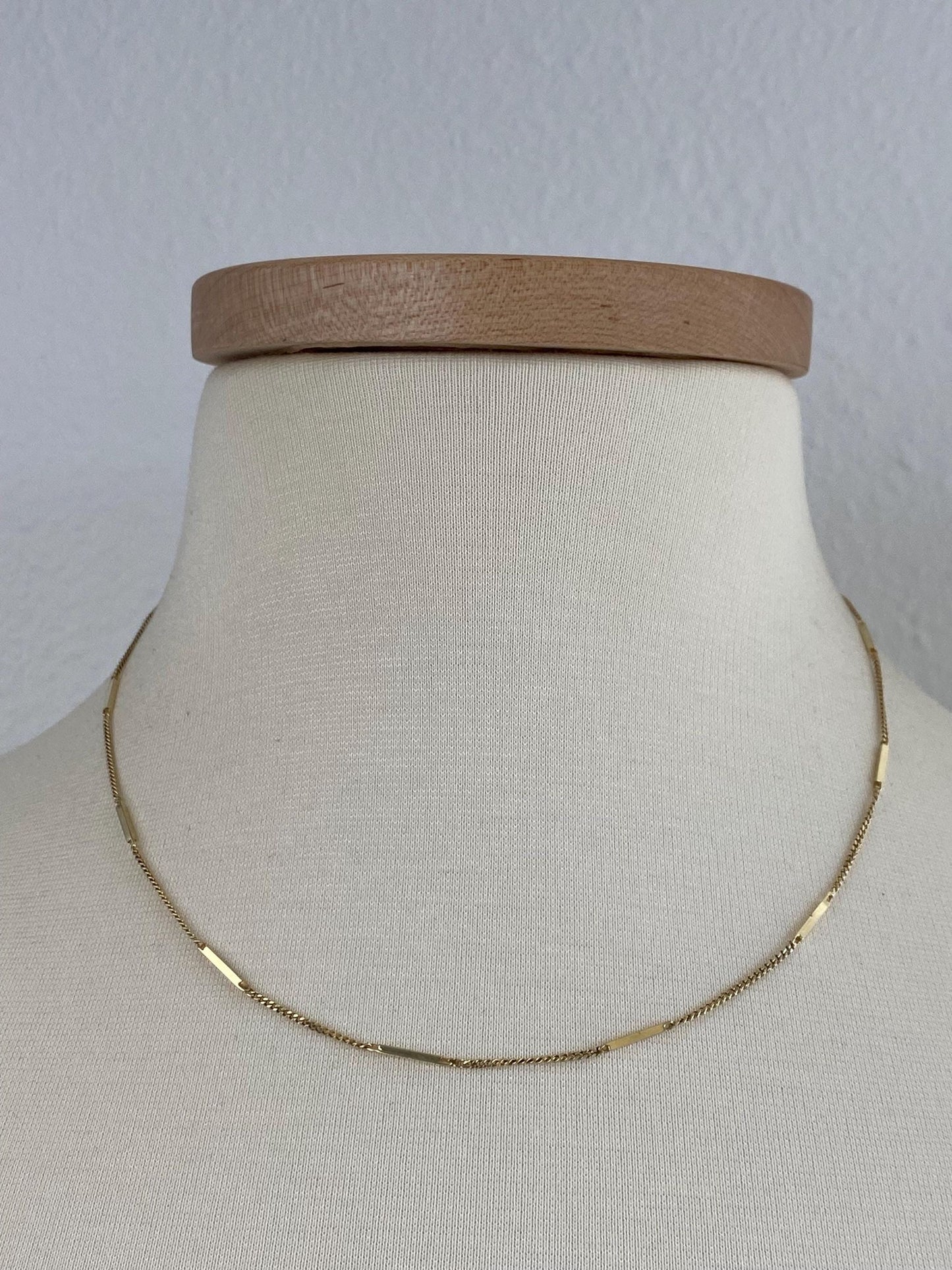 Vintage Solid 14k Yellow Gold Bar Link Tight Curb Chain Necklace - 18 inches