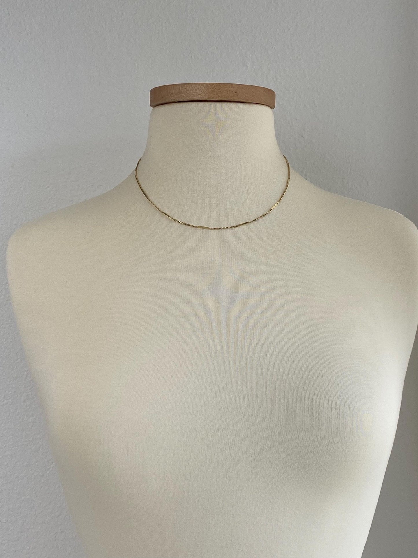 Vintage Solid 14k Yellow Gold Bar Link Tight Curb Chain Necklace - 18 inches