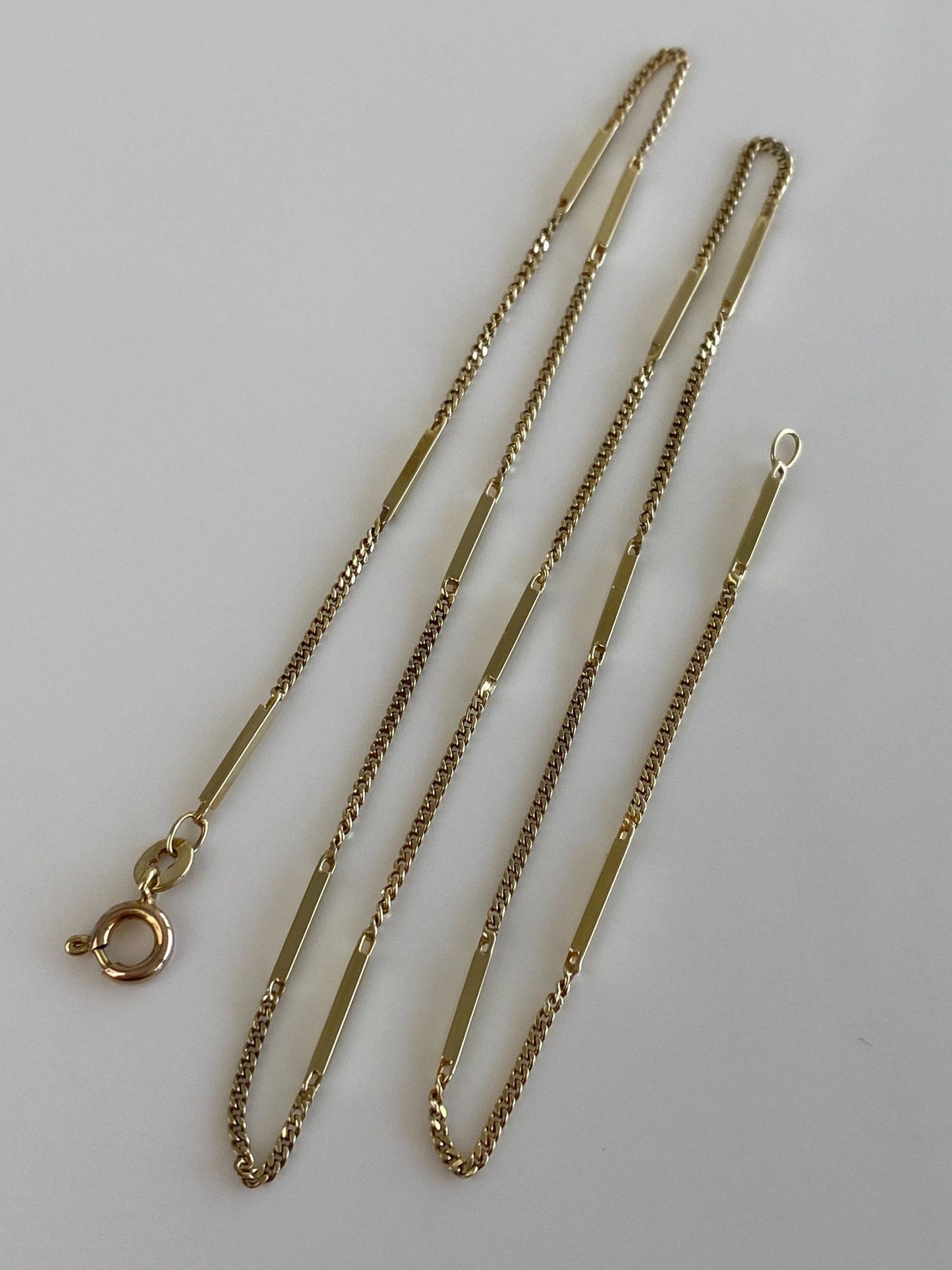 Vintage Solid 14k Yellow Gold Bar Link Tight Curb Chain Necklace - 18 inches