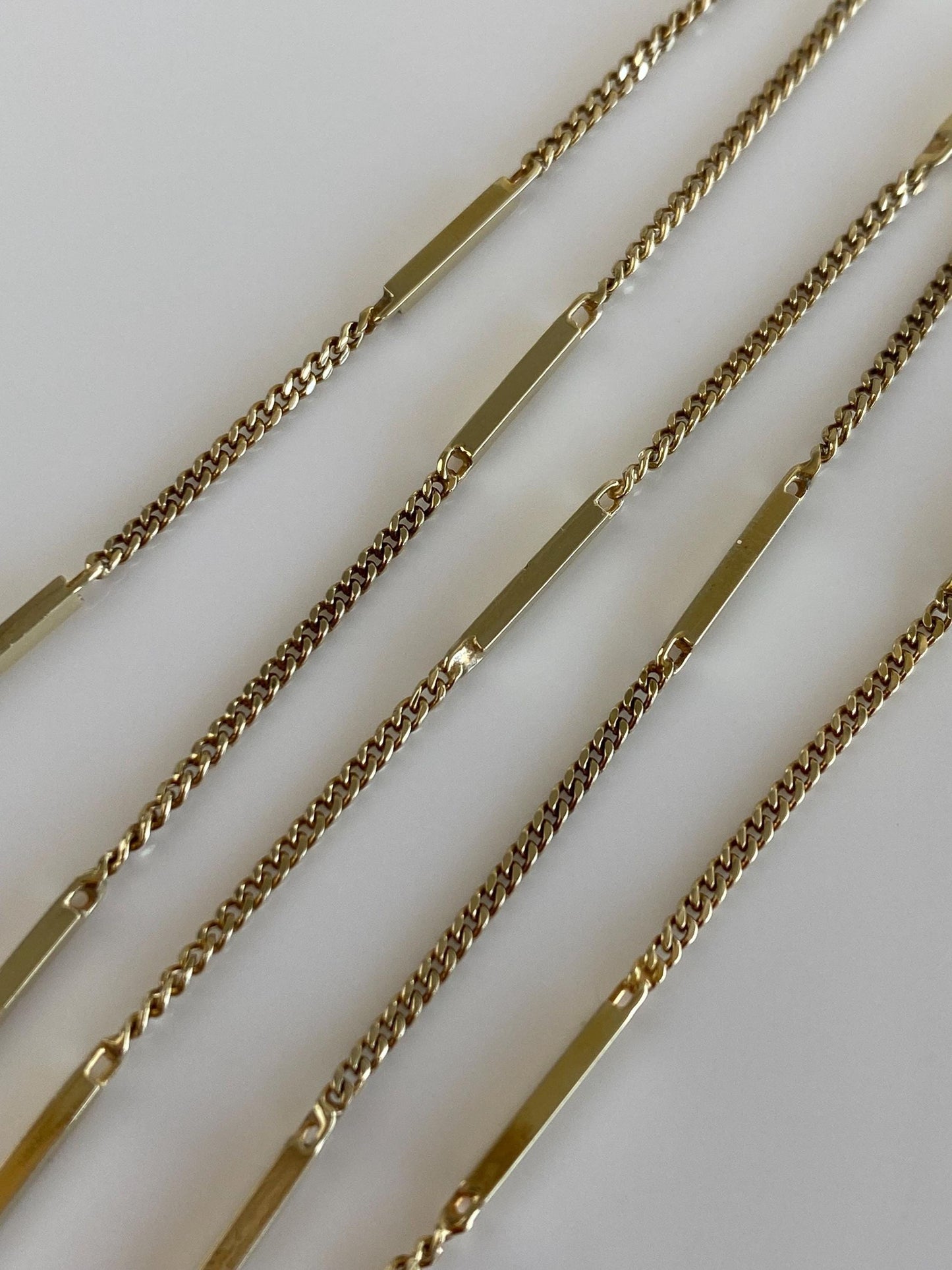 Vintage Solid 14k Yellow Gold Bar Link Tight Curb Chain Necklace - 18 inches