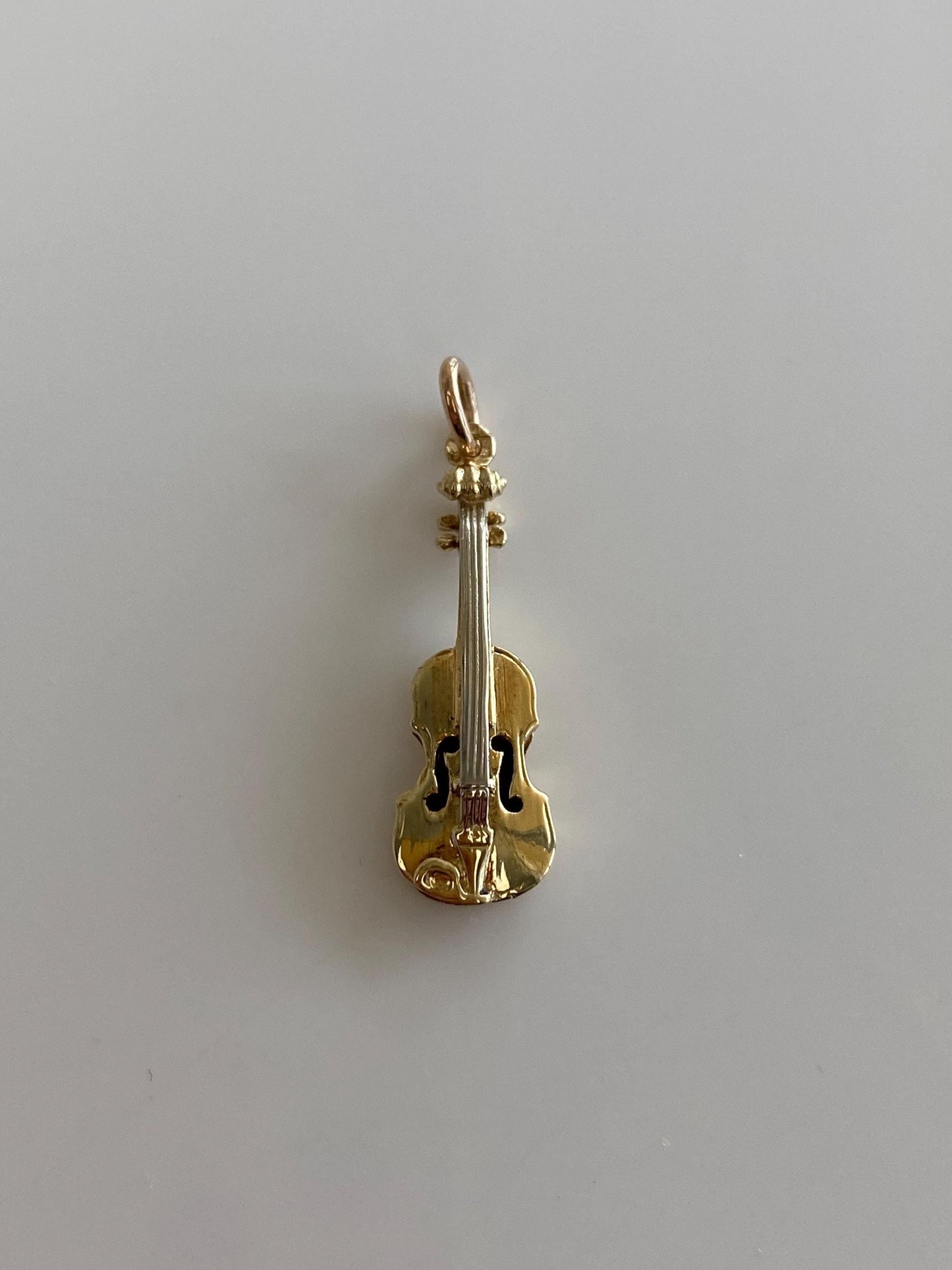 Vintage 14k White & Yellow Gold Violin Charm