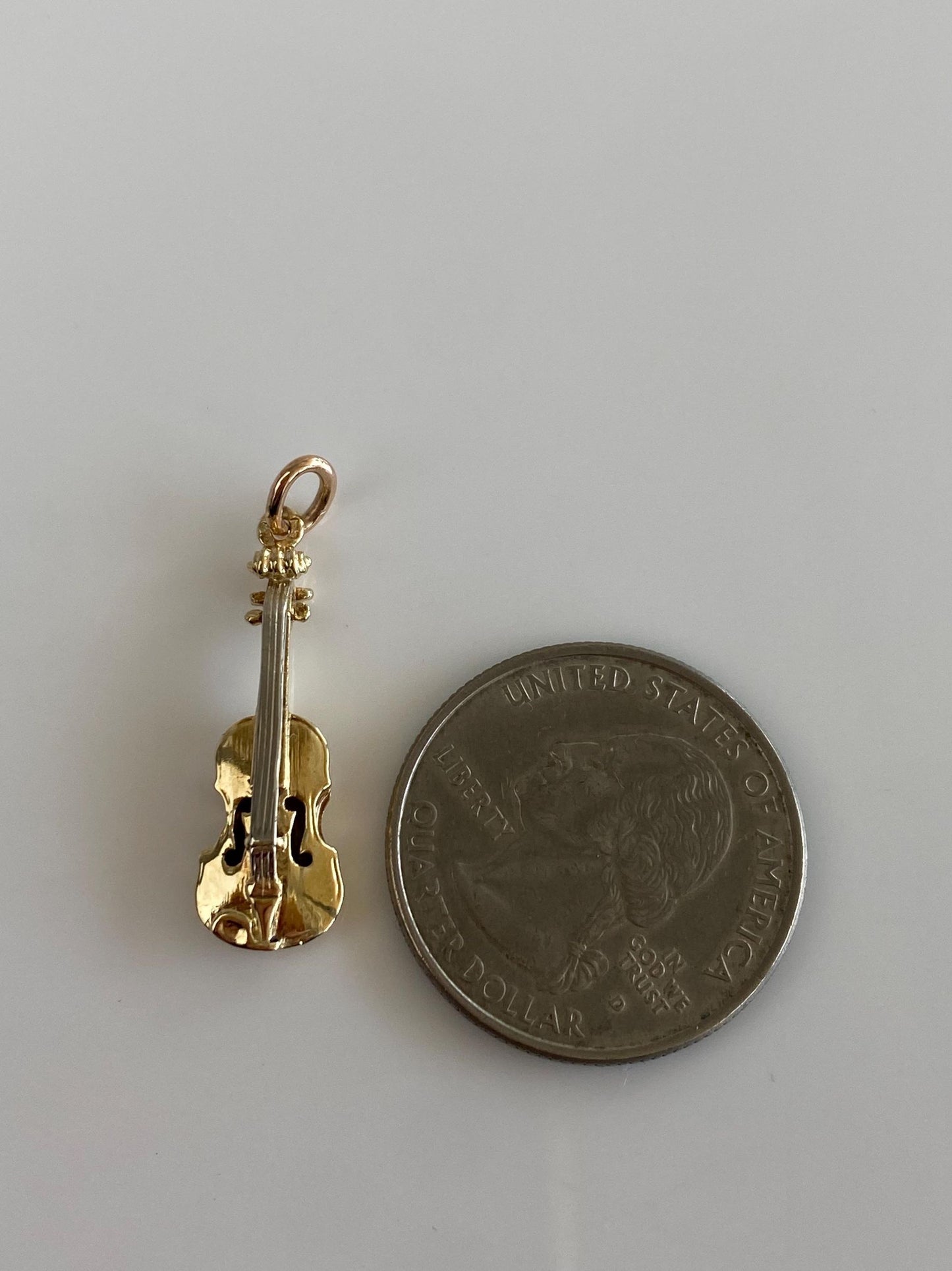 Vintage 14k White & Yellow Gold Violin Charm