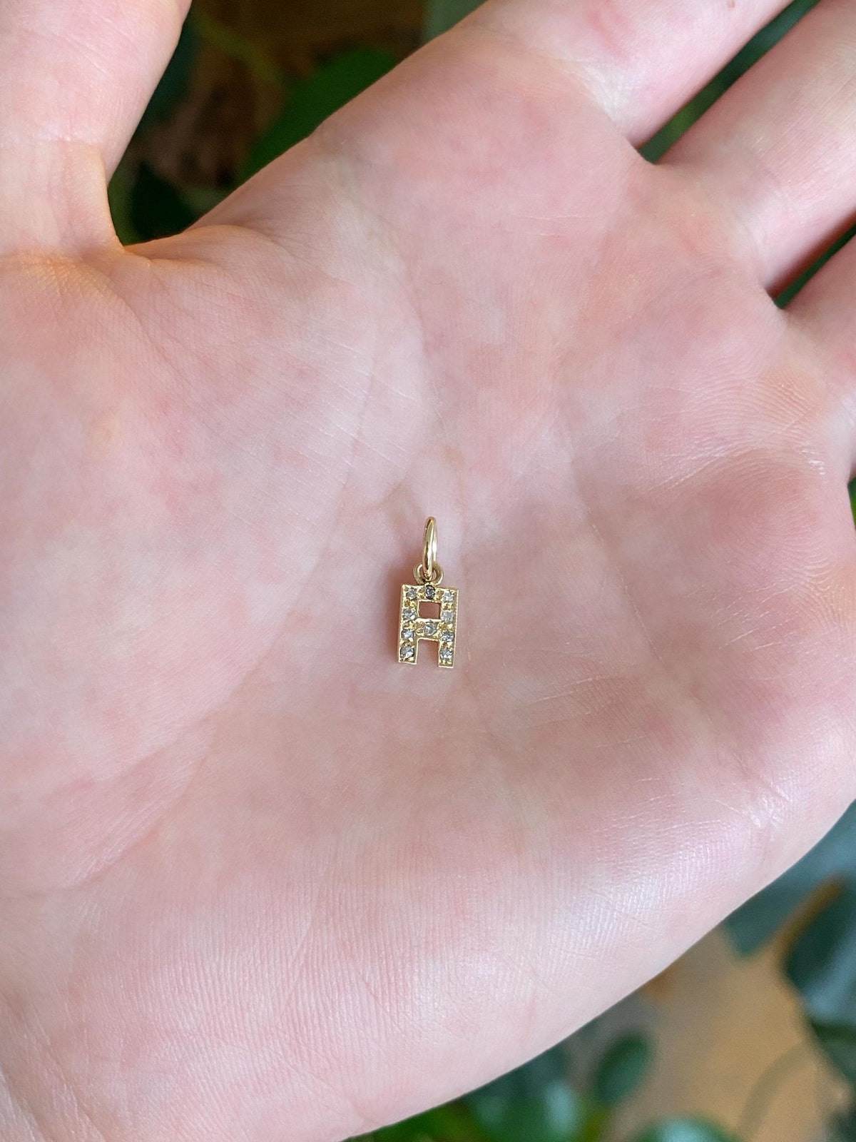 Vintage Solid 14k Yellow Gold Diamonds Initial 'H' Charm