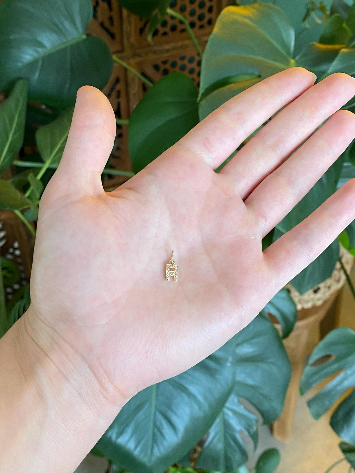 Vintage Solid 14k Yellow Gold Diamonds Initial 'H' Charm