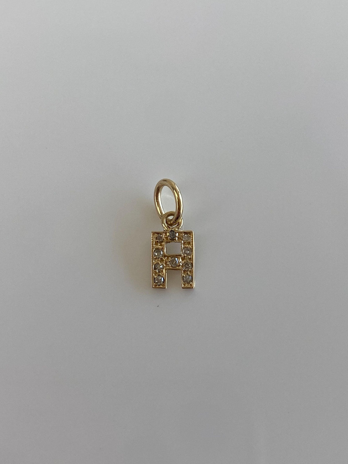 Vintage Solid 14k Yellow Gold Diamonds Initial 'H' Charm