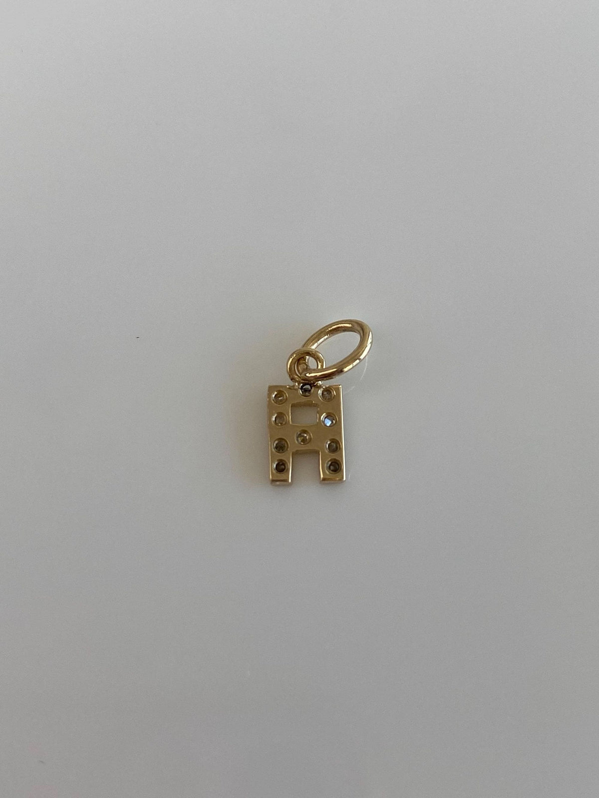Vintage Solid 14k Yellow Gold Diamonds Initial 'H' Charm