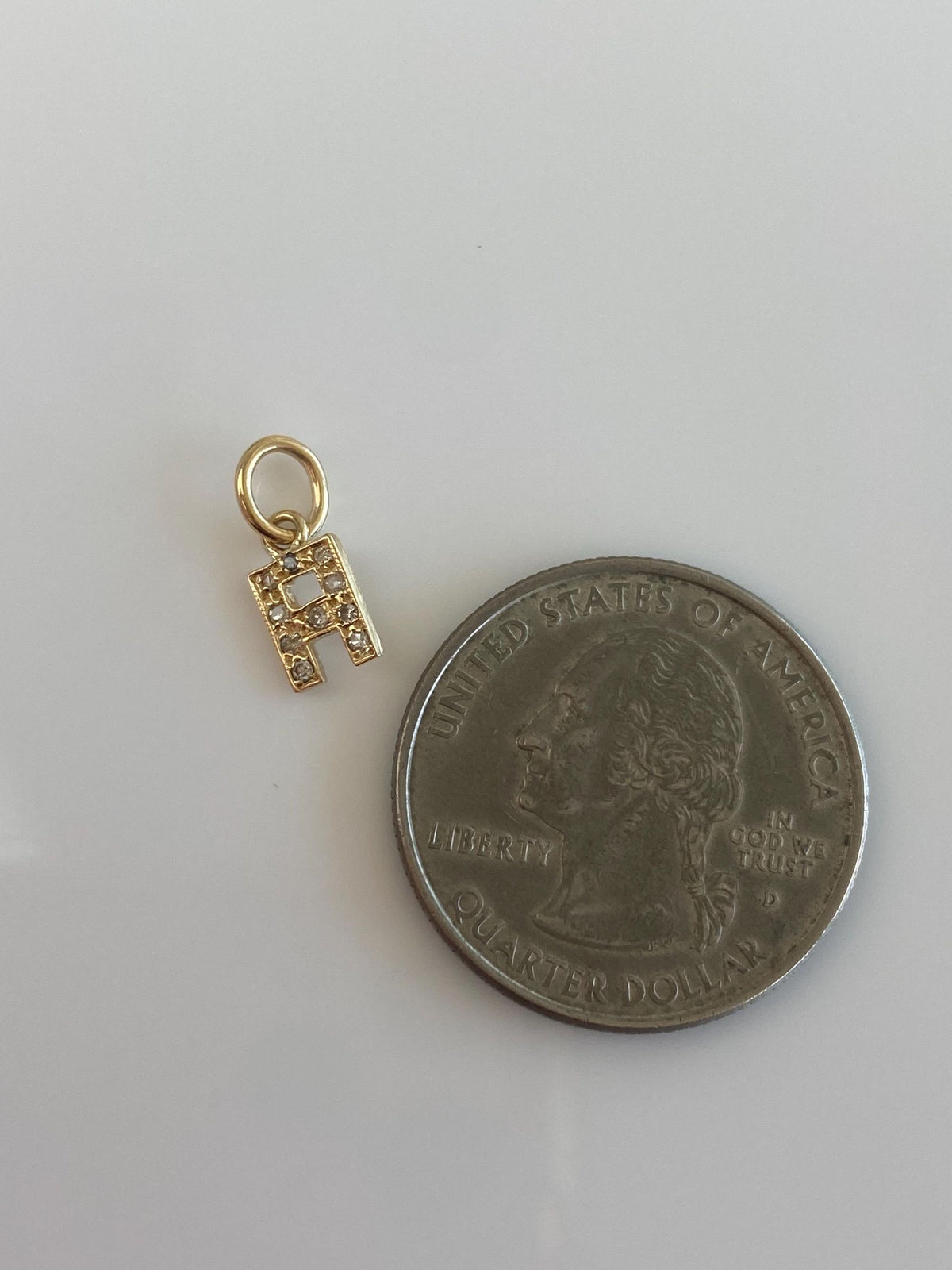 Vintage Solid 14k Yellow Gold Diamonds Initial 'H' Charm