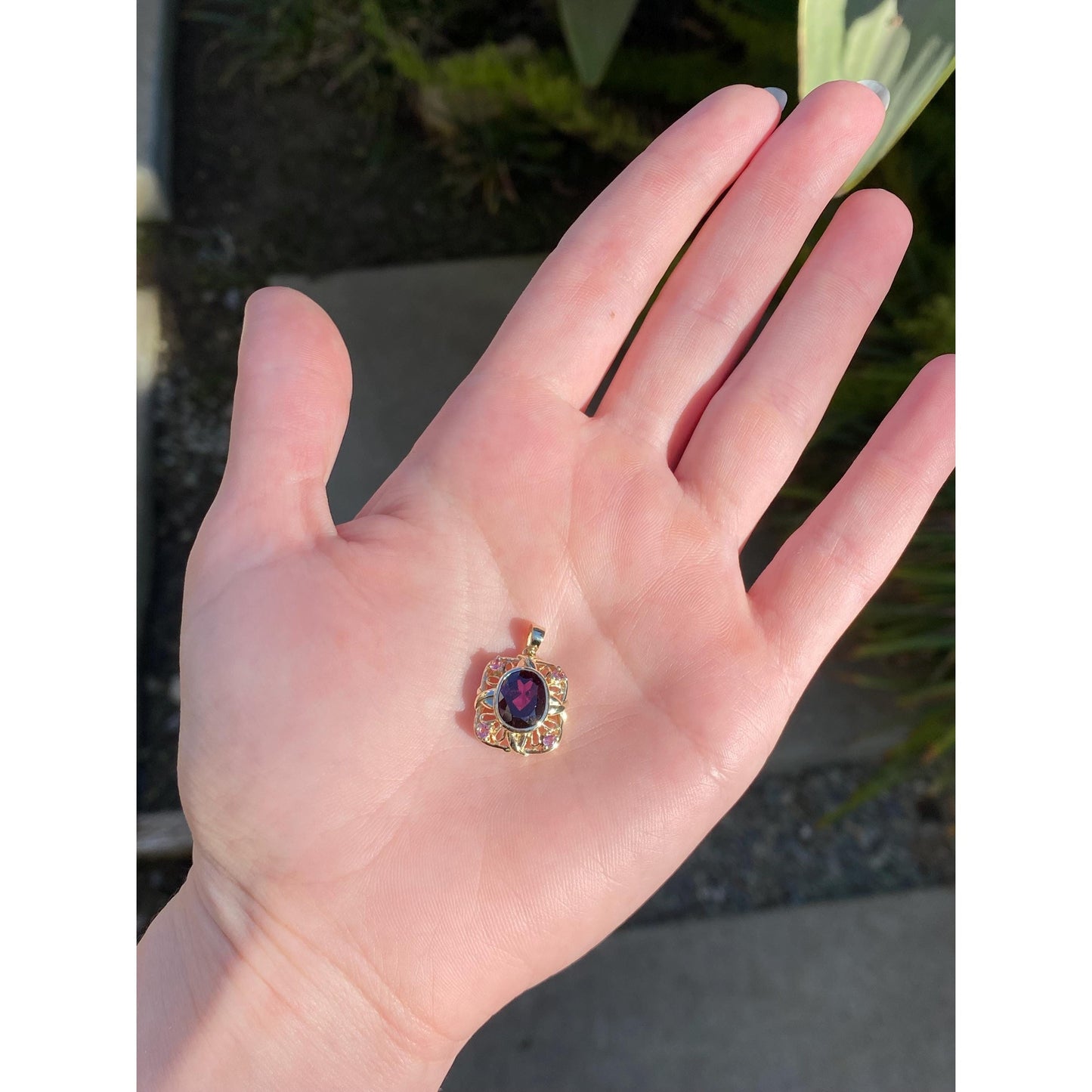 Vintage Solid 10k Yellow Gold Pink & Red Cubic Zirconia Charm