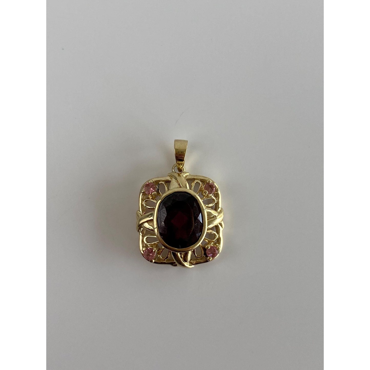 Vintage Solid 10k Yellow Gold Pink & Red Cubic Zirconia Charm