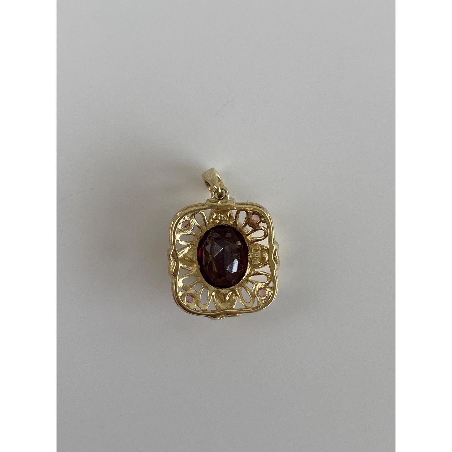 Vintage Solid 10k Yellow Gold Pink & Red Cubic Zirconia Charm