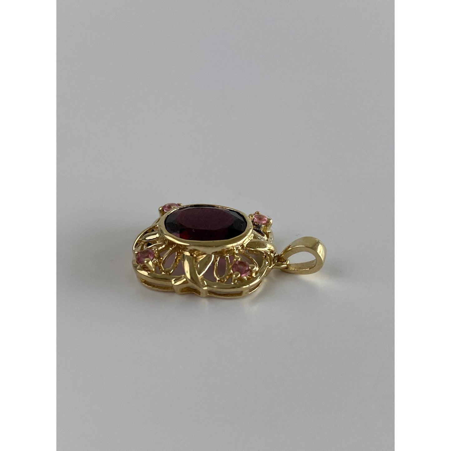 Vintage Solid 10k Yellow Gold Pink & Red Cubic Zirconia Charm