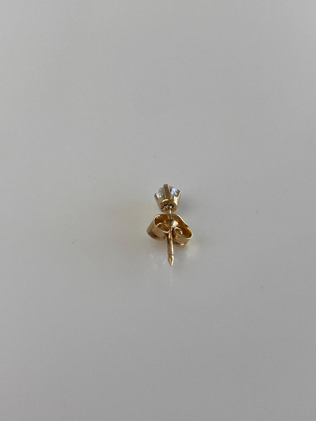 Vintage Solid 10k Yellow Gold Clear Cubic Zirconia SINGLE Stud Earring
