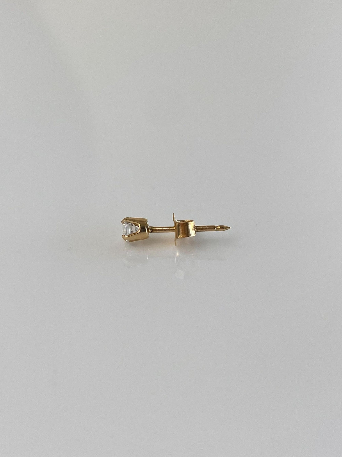 Vintage Solid 10k Yellow Gold Clear Cubic Zirconia SINGLE Stud Earring