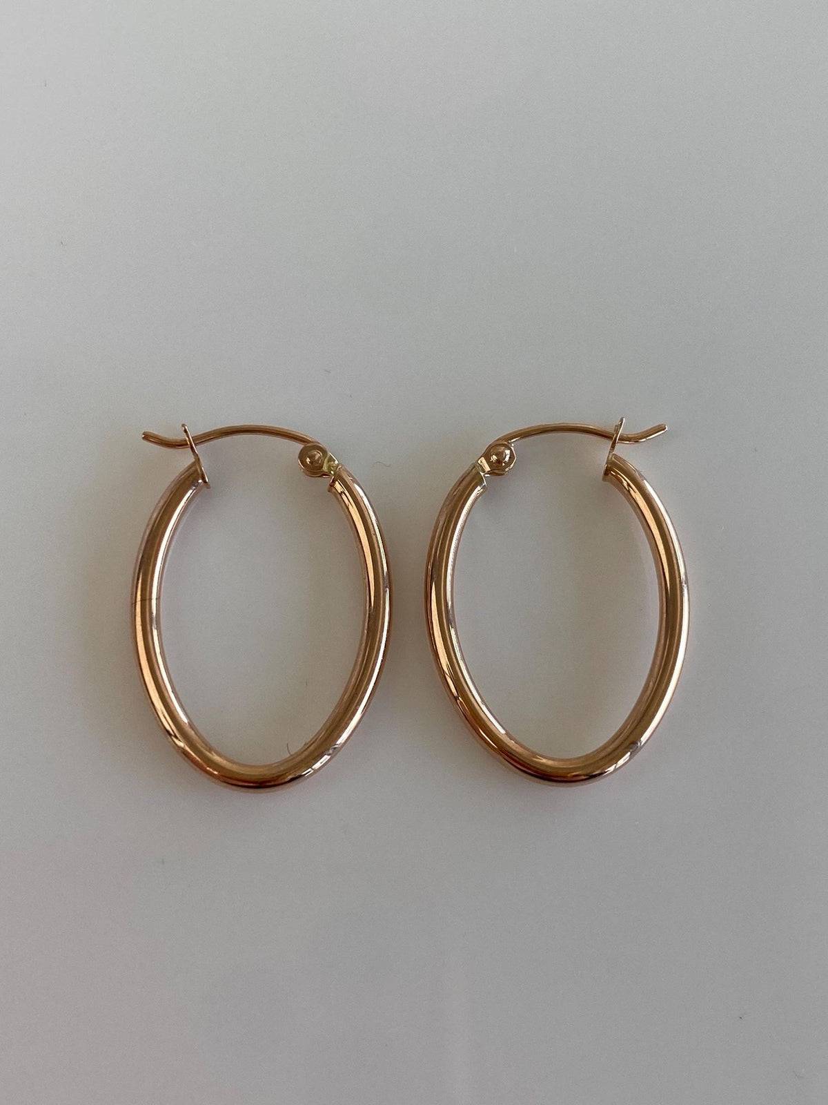 Vintage 14k Rose Gold Oval Hoop Earrings