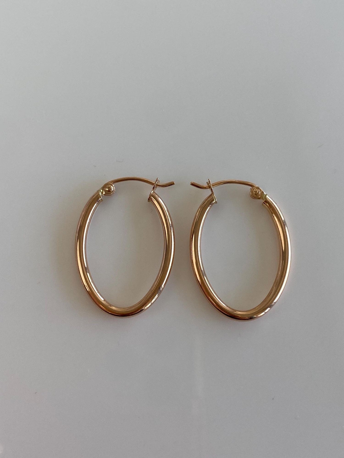 Vintage 14k Rose Gold Oval Hoop Earrings