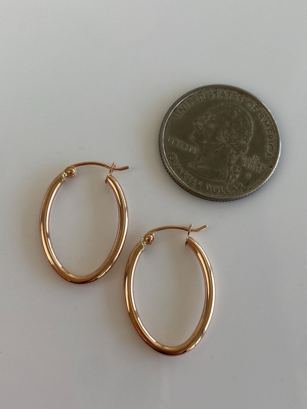 Vintage 14k Rose Gold Oval Hoop Earrings
