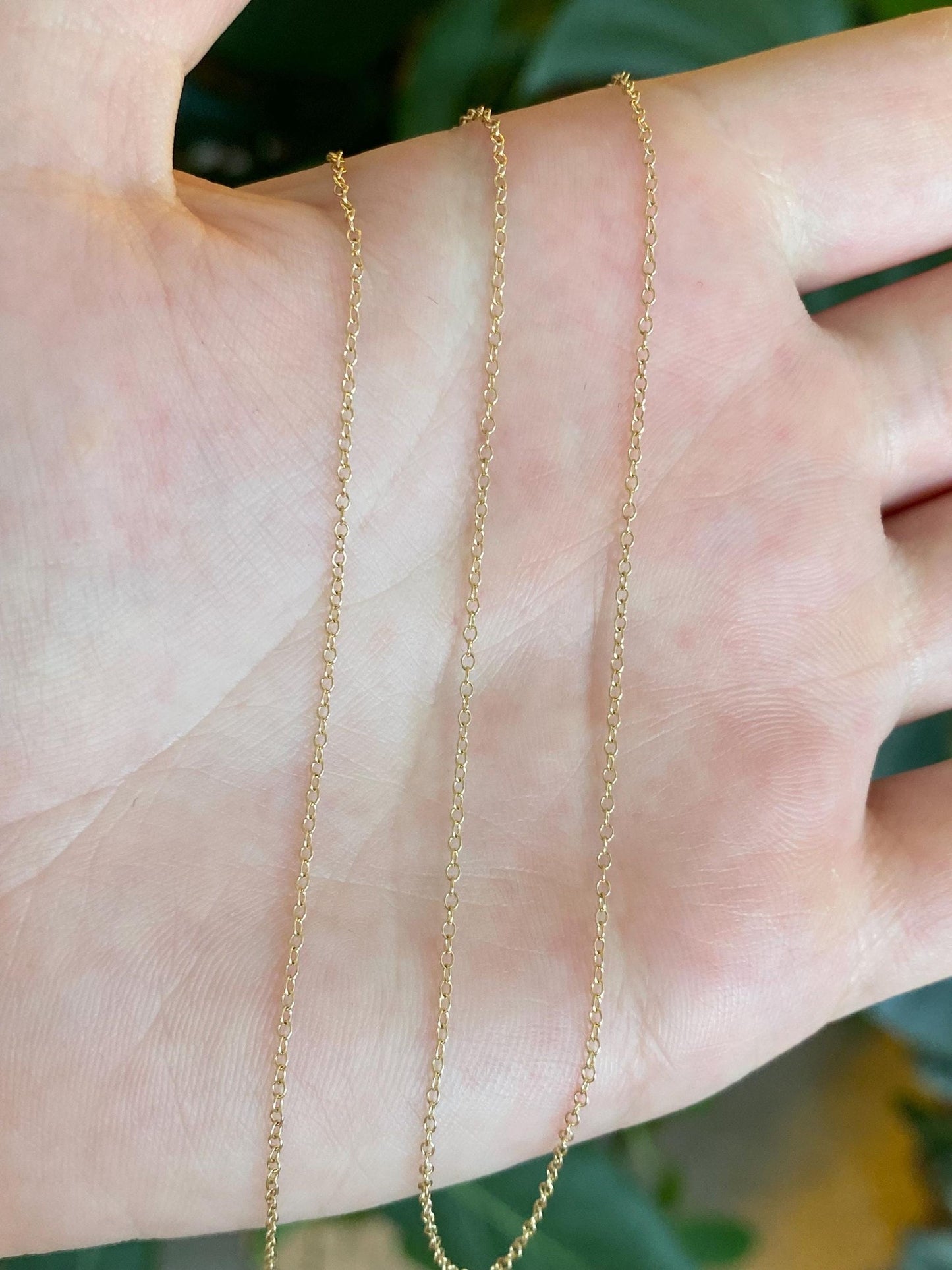 Vintage Solid 14k Yellow Gold Dainty Rolo Chain Necklace - 16.25 inches