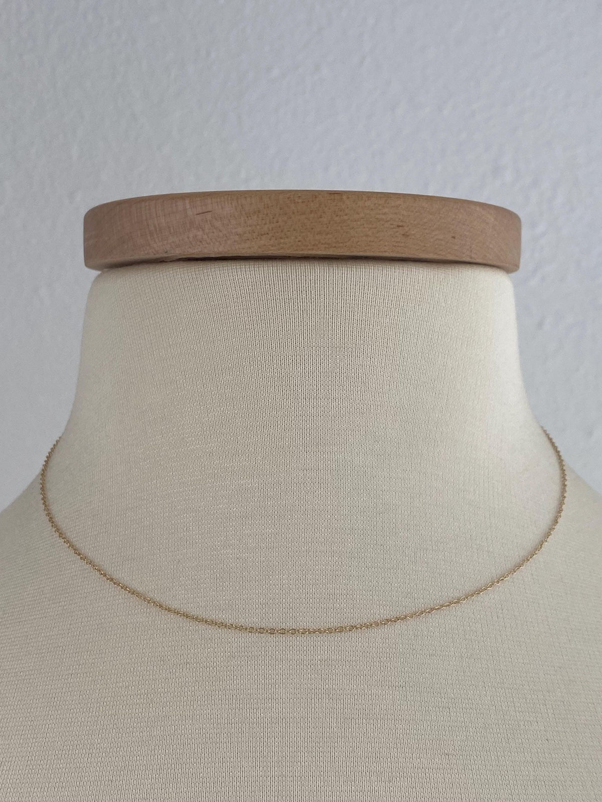 Vintage Solid 14k Yellow Gold Dainty Rolo Chain Necklace - 16.25 inches