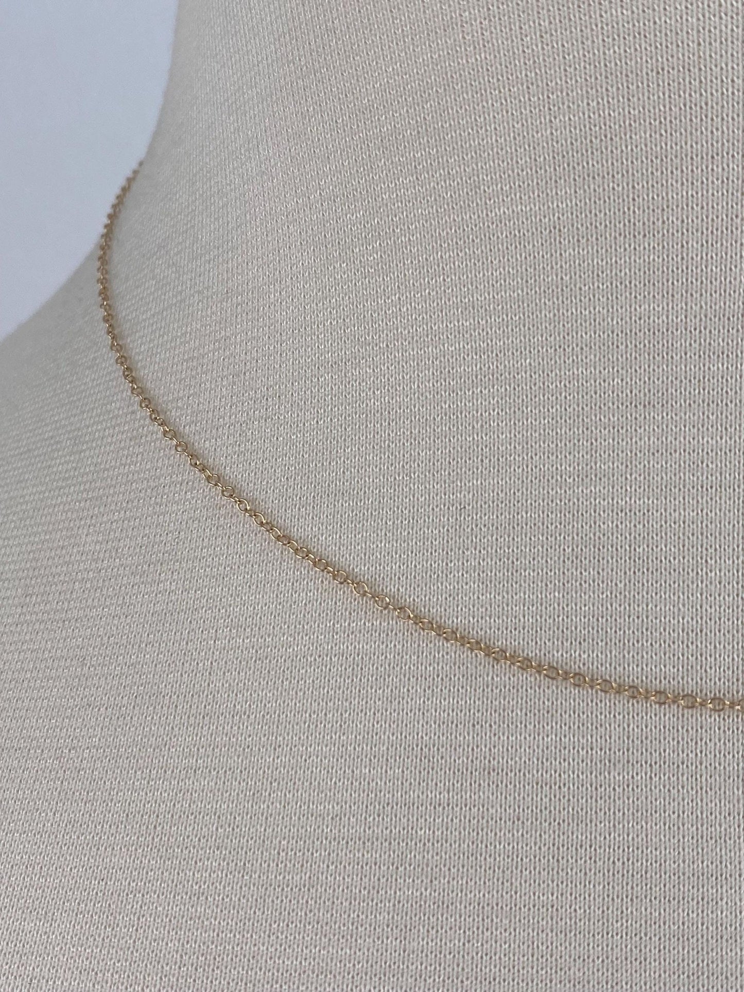 Vintage Solid 14k Yellow Gold Dainty Rolo Chain Necklace - 16.25 inches