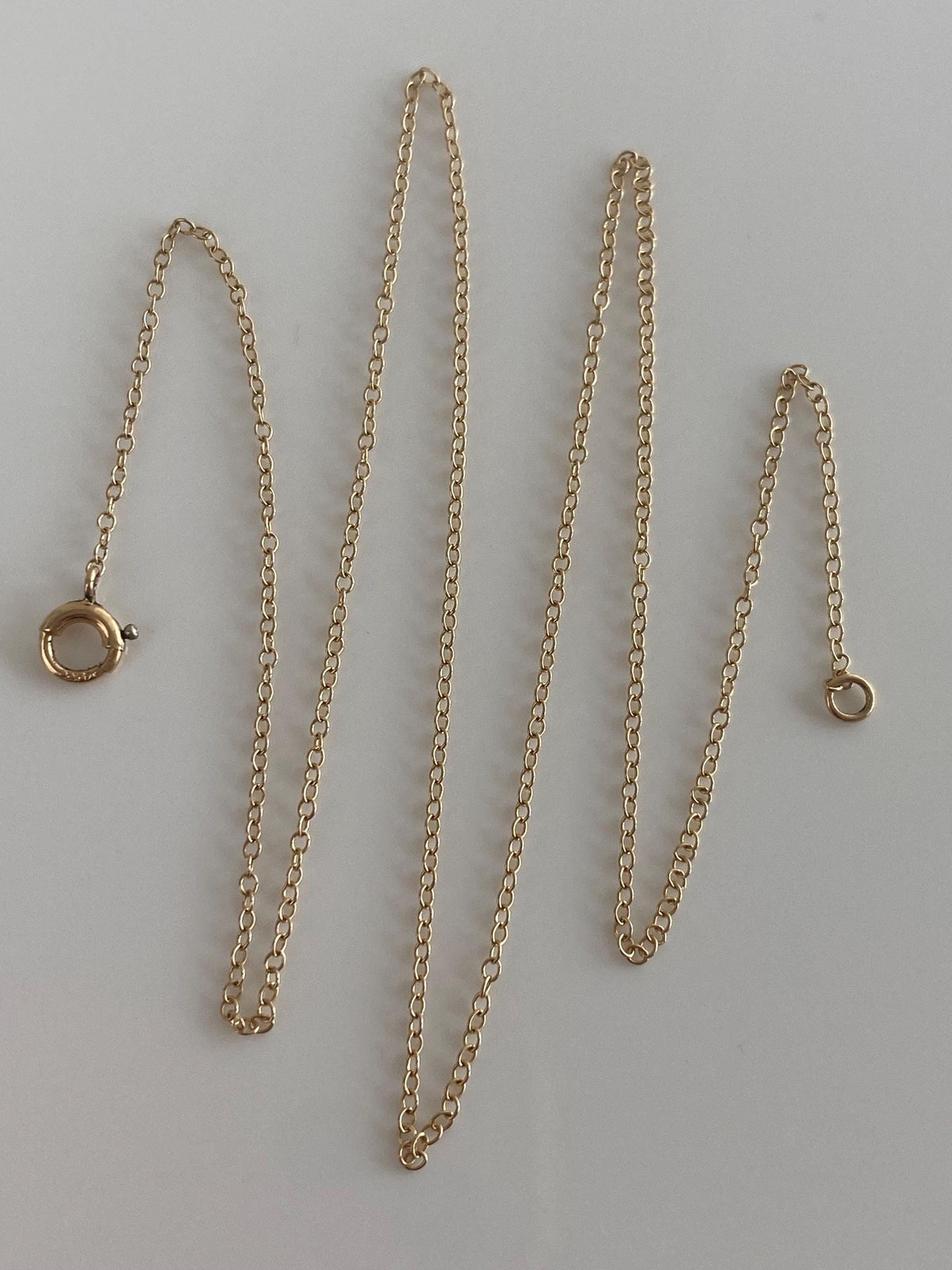 Vintage Solid 14k Yellow Gold Dainty Rolo Chain Necklace - 16.25 inches
