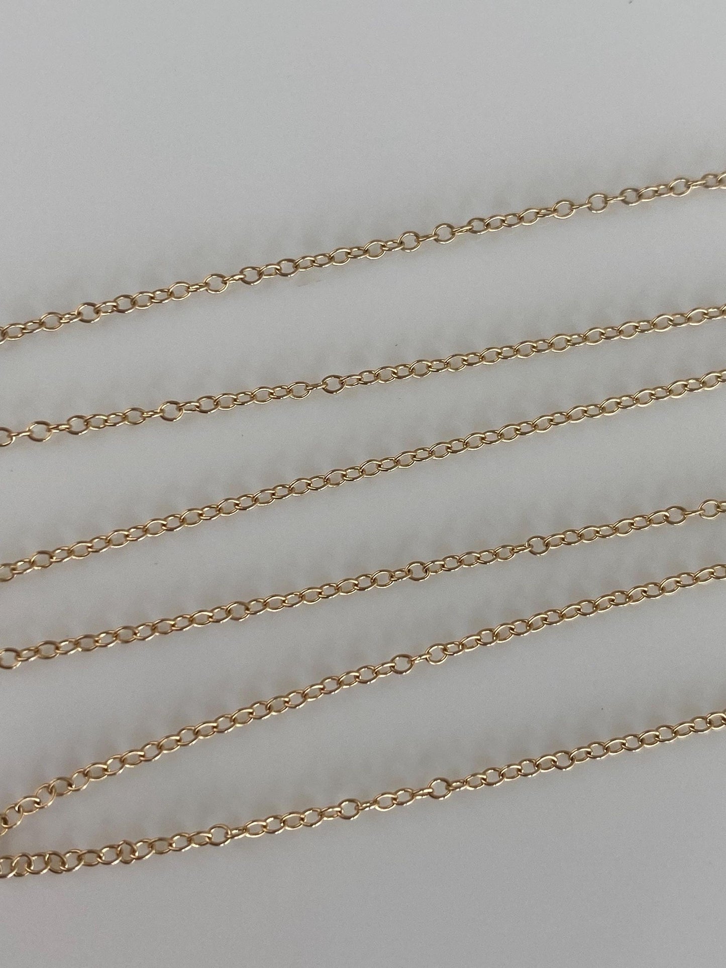 Vintage Solid 14k Yellow Gold Dainty Rolo Chain Necklace - 16.25 inches