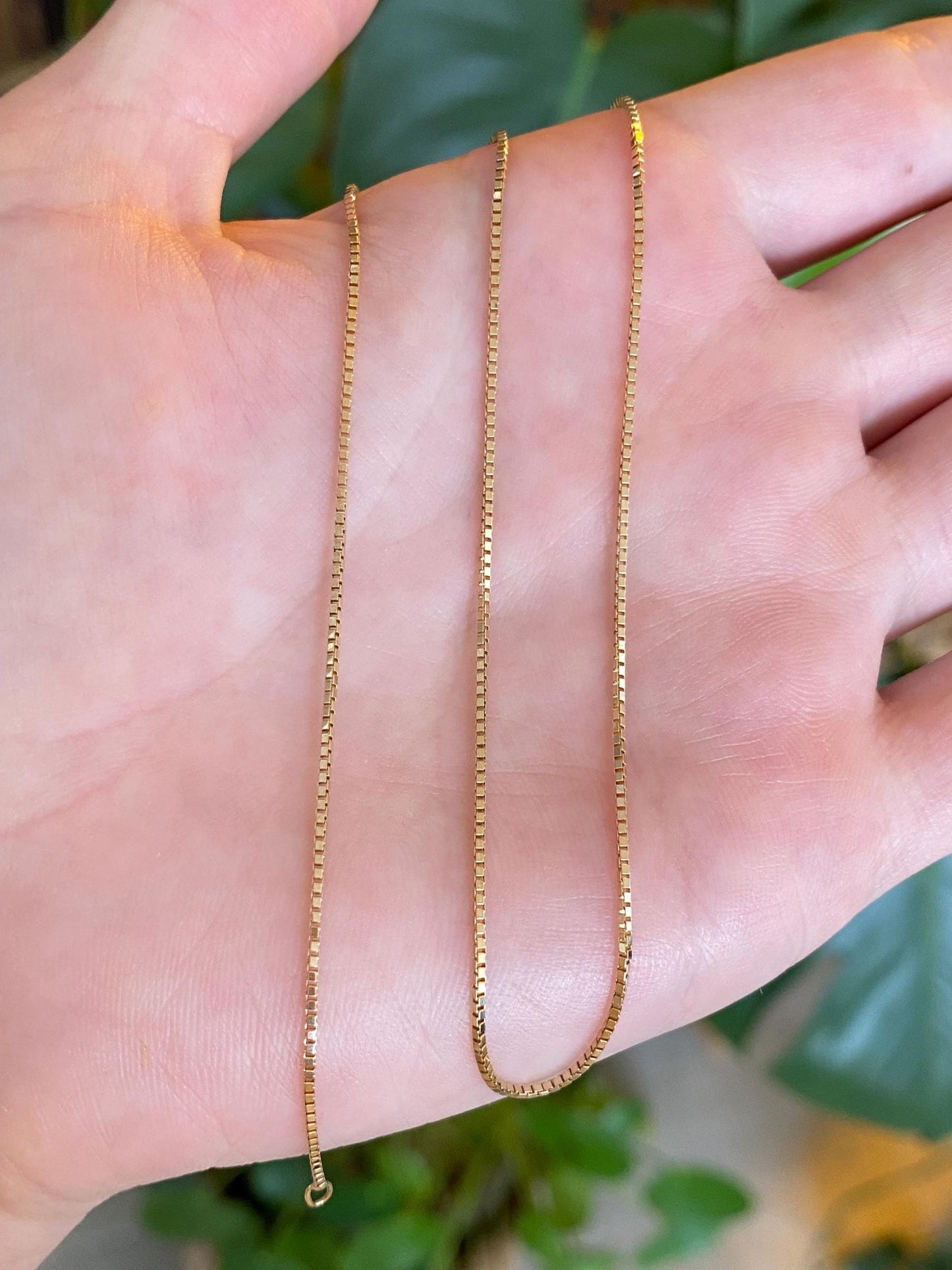 Vintage Solid 14k Yellow Gold Box Chain Necklace - 13.75 inches