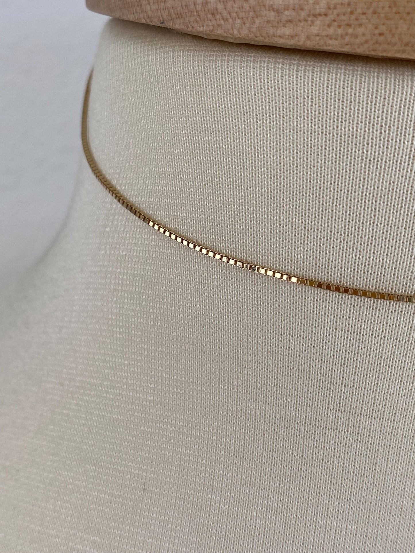Vintage Solid 14k Yellow Gold Box Chain Necklace - 13.75 inches