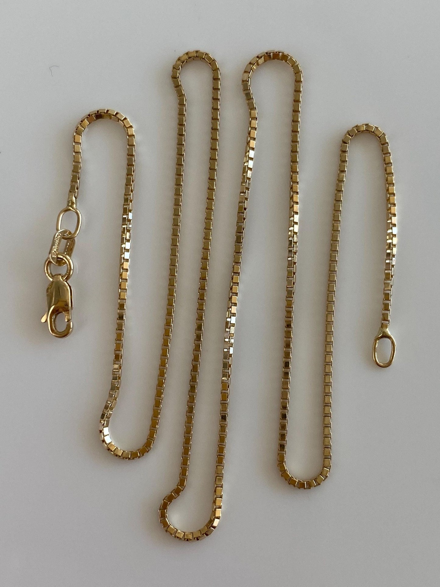 Vintage Solid 14k Yellow Gold Box Chain Necklace - 13.75 inches
