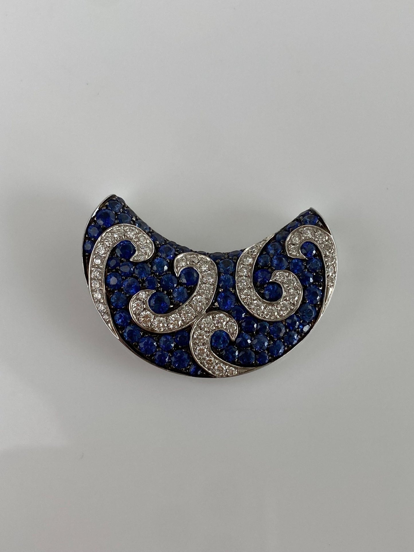 Vintage Solid 18k White Gold Diamond Blue Spinel Slide Charm