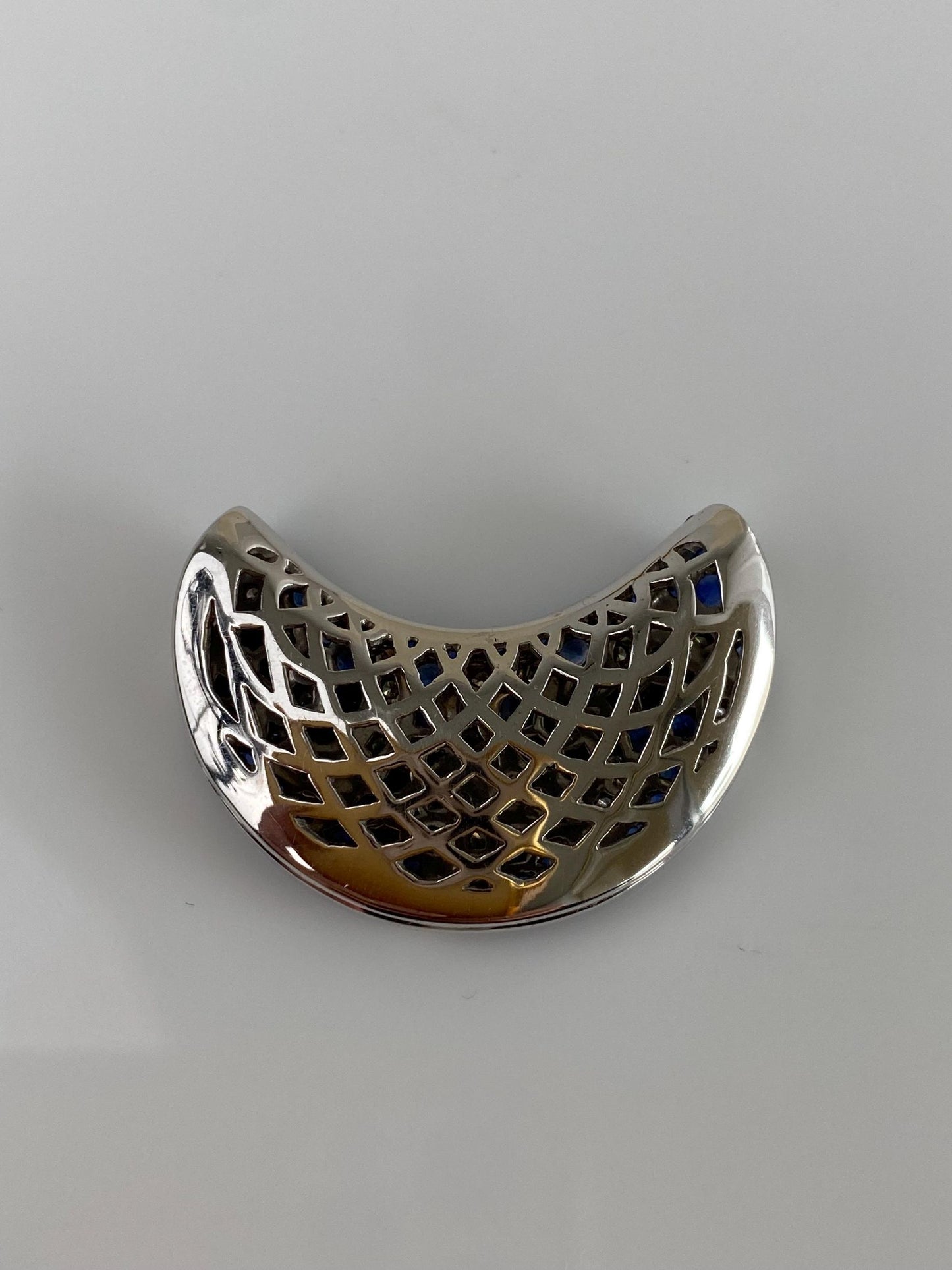 Vintage Solid 18k White Gold Diamond Blue Spinel Slide Charm