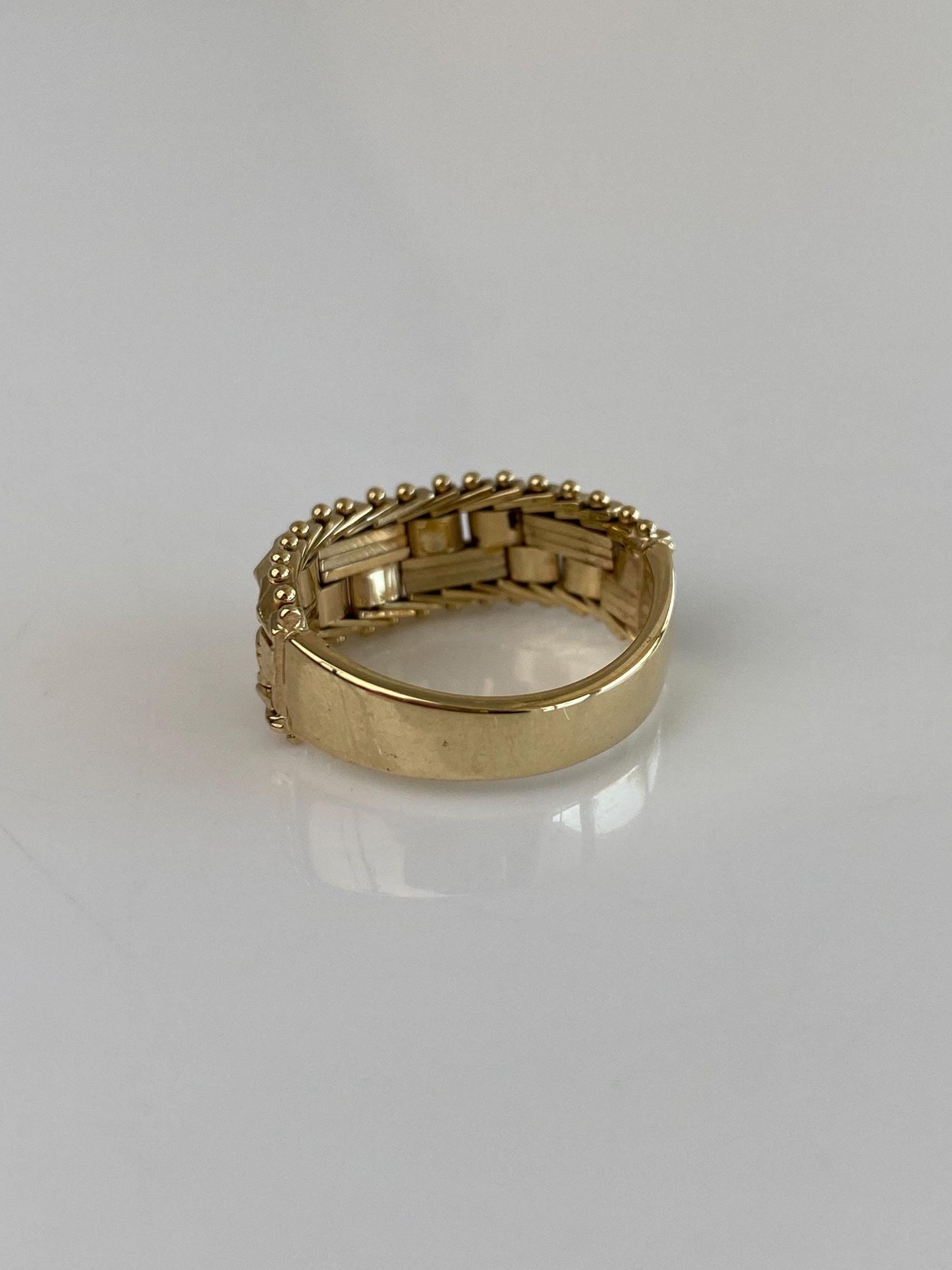 Vintage Solid 14k Yellow Gold Chain Mesh Ring Band - Size 5.75