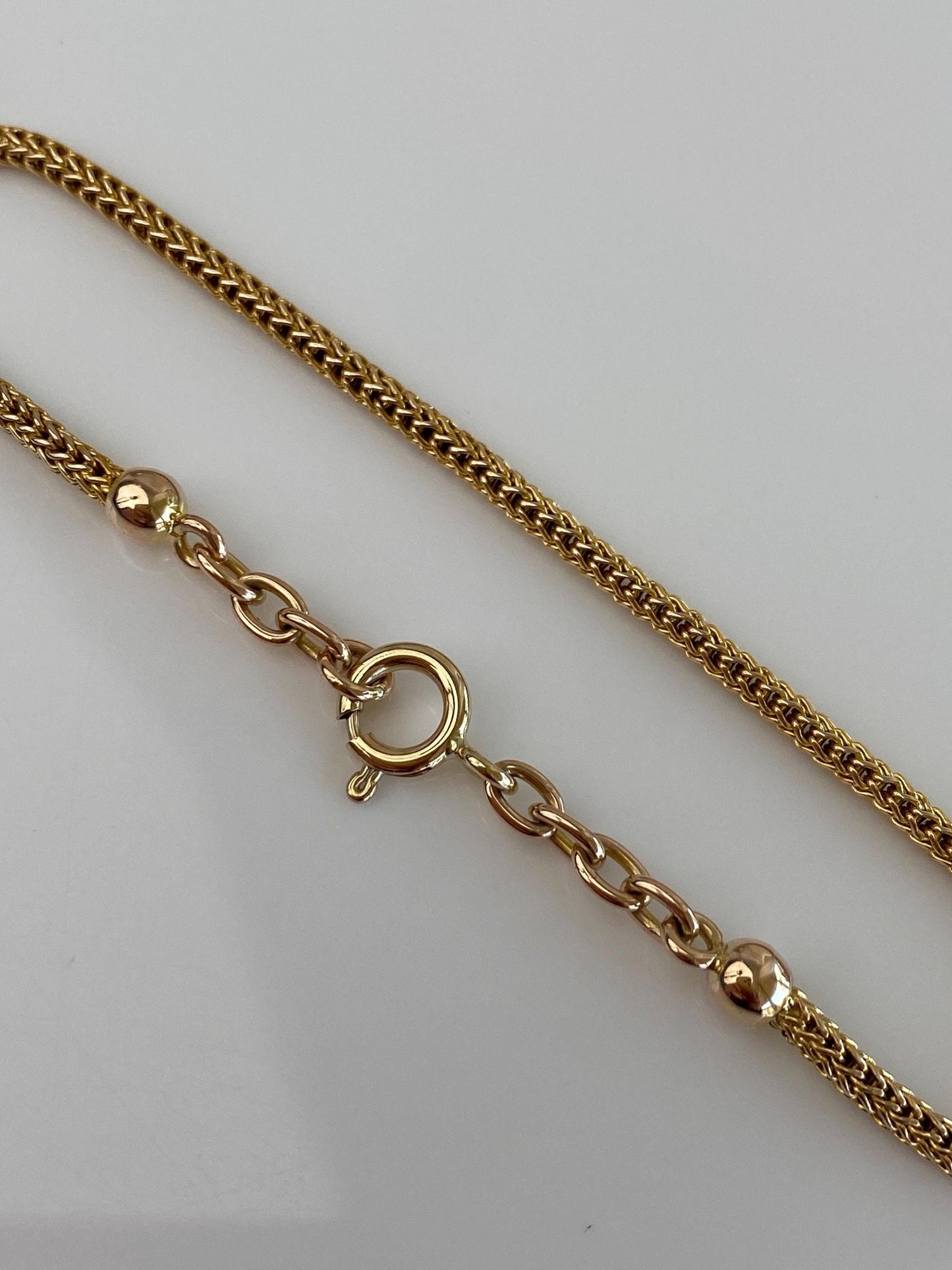 Solid 12k Yellow Gold Rounded Wheat Fancy Chain Bracelet - 7 inches