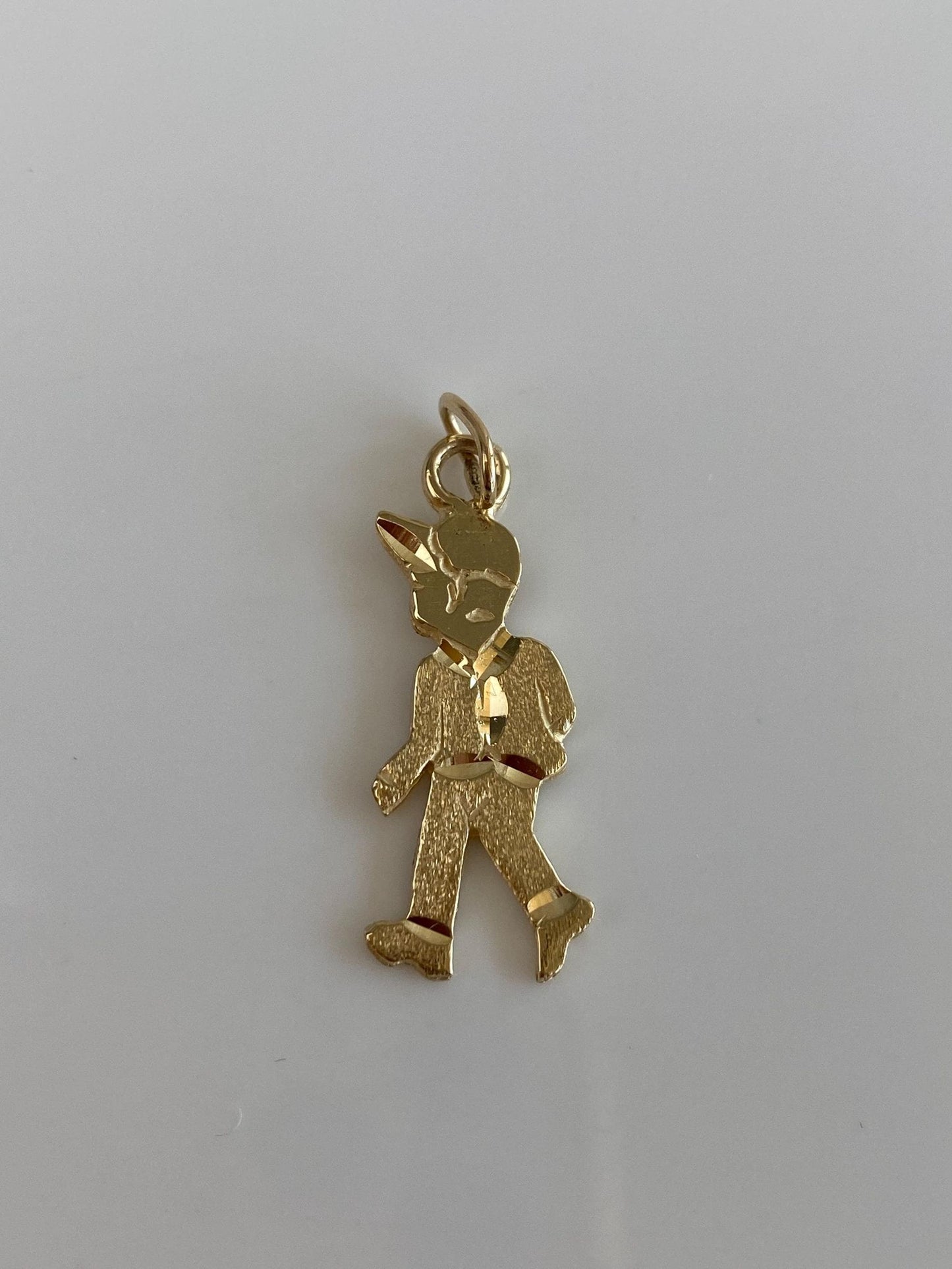 Vintage Solid 14k Yellow Gold Diamond Cut Boy Charm