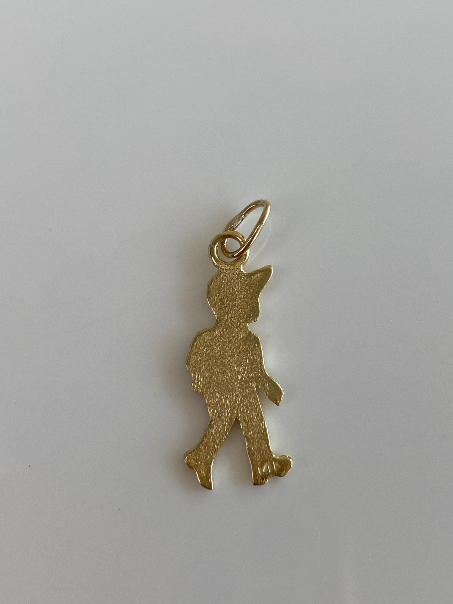 Vintage Solid 14k Yellow Gold Diamond Cut Boy Charm