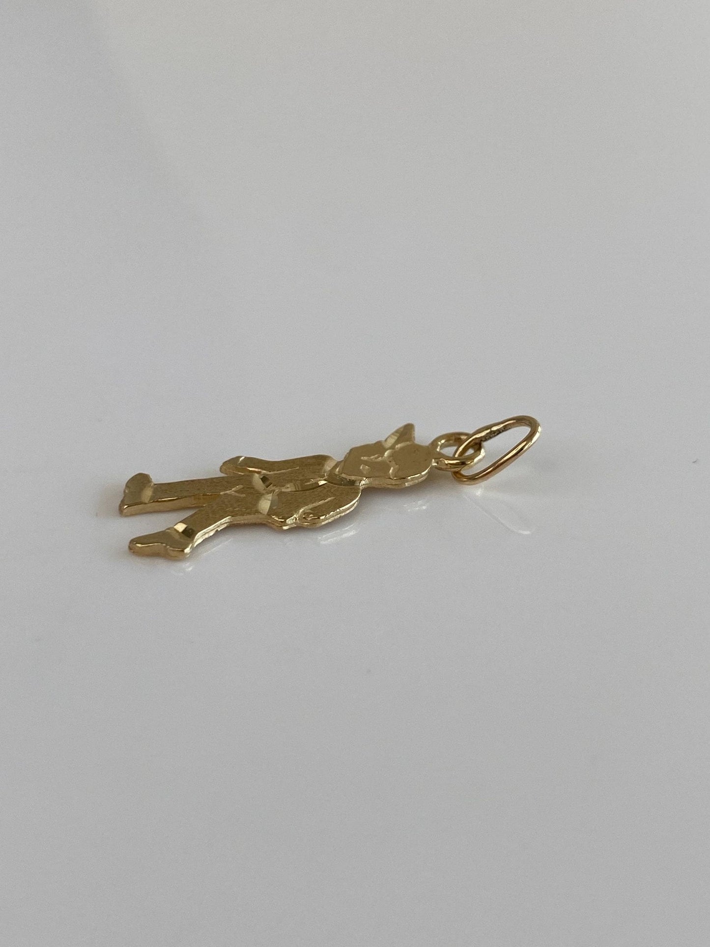 Vintage Solid 14k Yellow Gold Diamond Cut Boy Charm