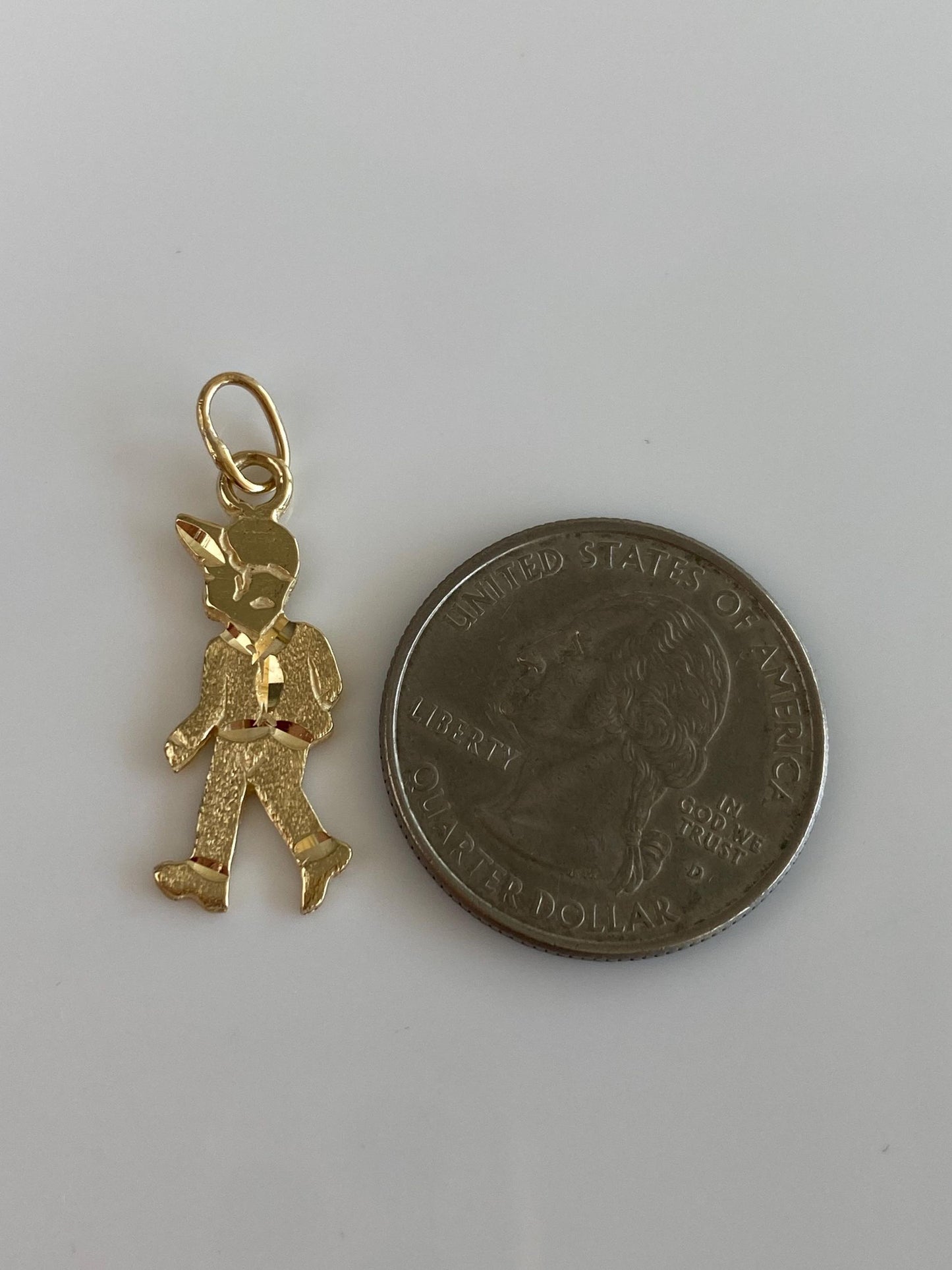 Vintage Solid 14k Yellow Gold Diamond Cut Boy Charm