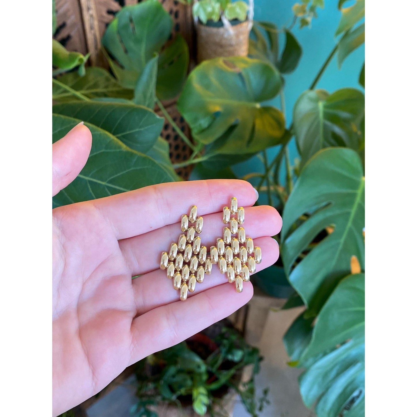 Vintage 14k Yellow Gold Watch Band Dangle Stud Earrings