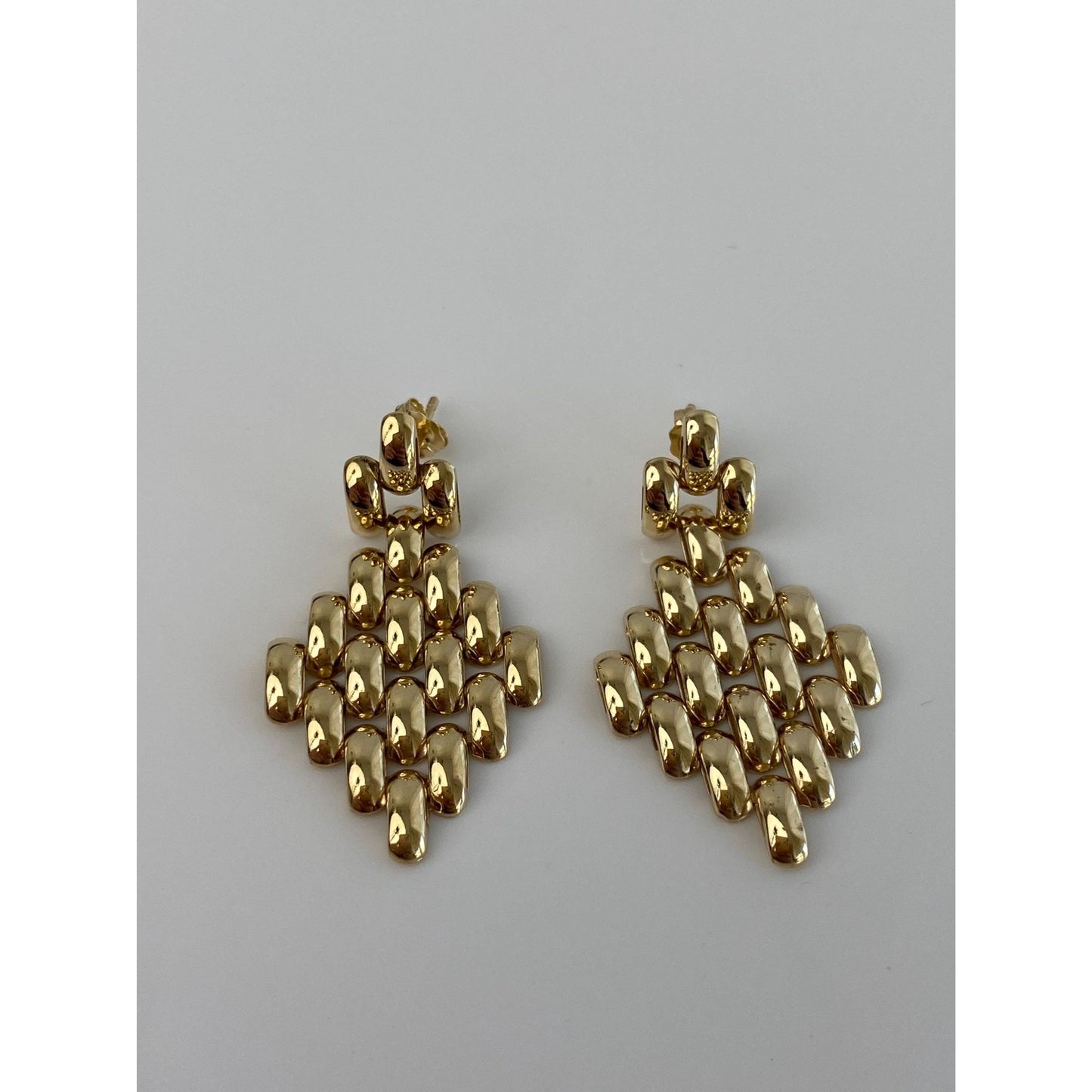 Vintage 14k Yellow Gold Watch Band Dangle Stud Earrings