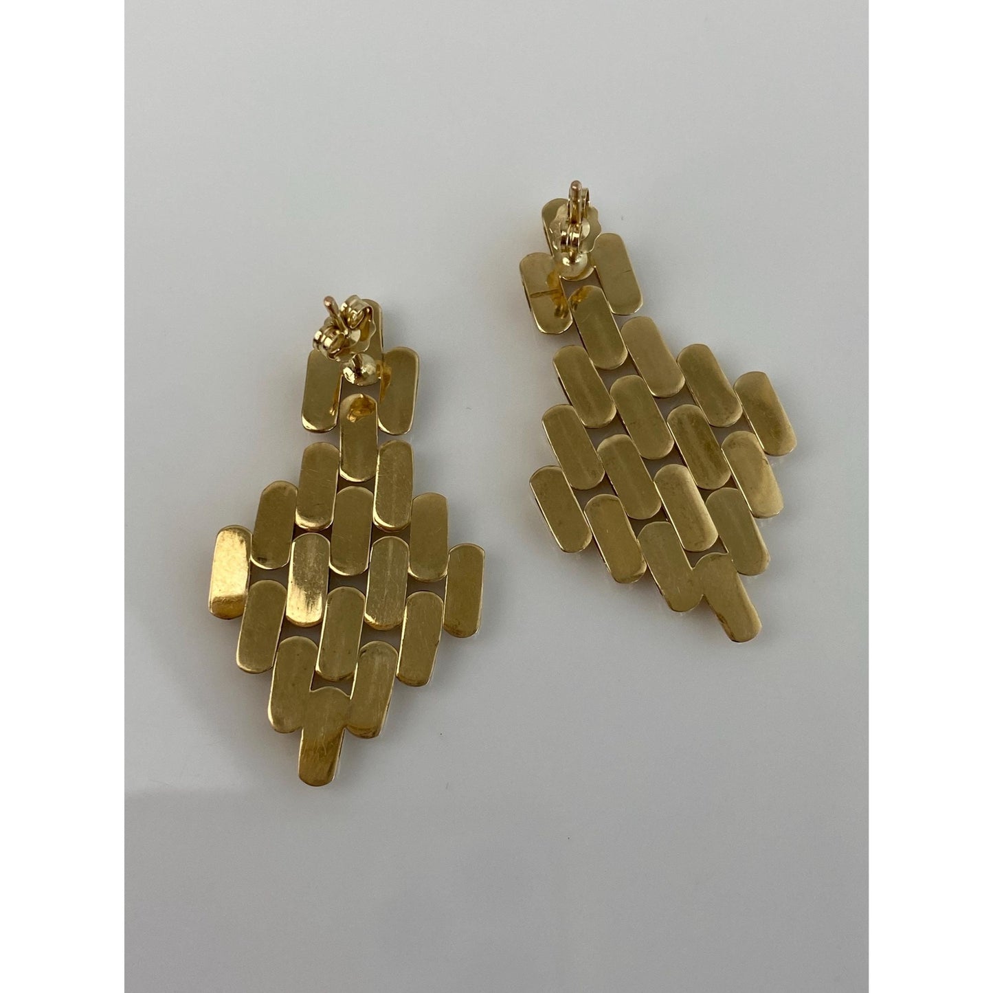 Vintage 14k Yellow Gold Watch Band Dangle Stud Earrings