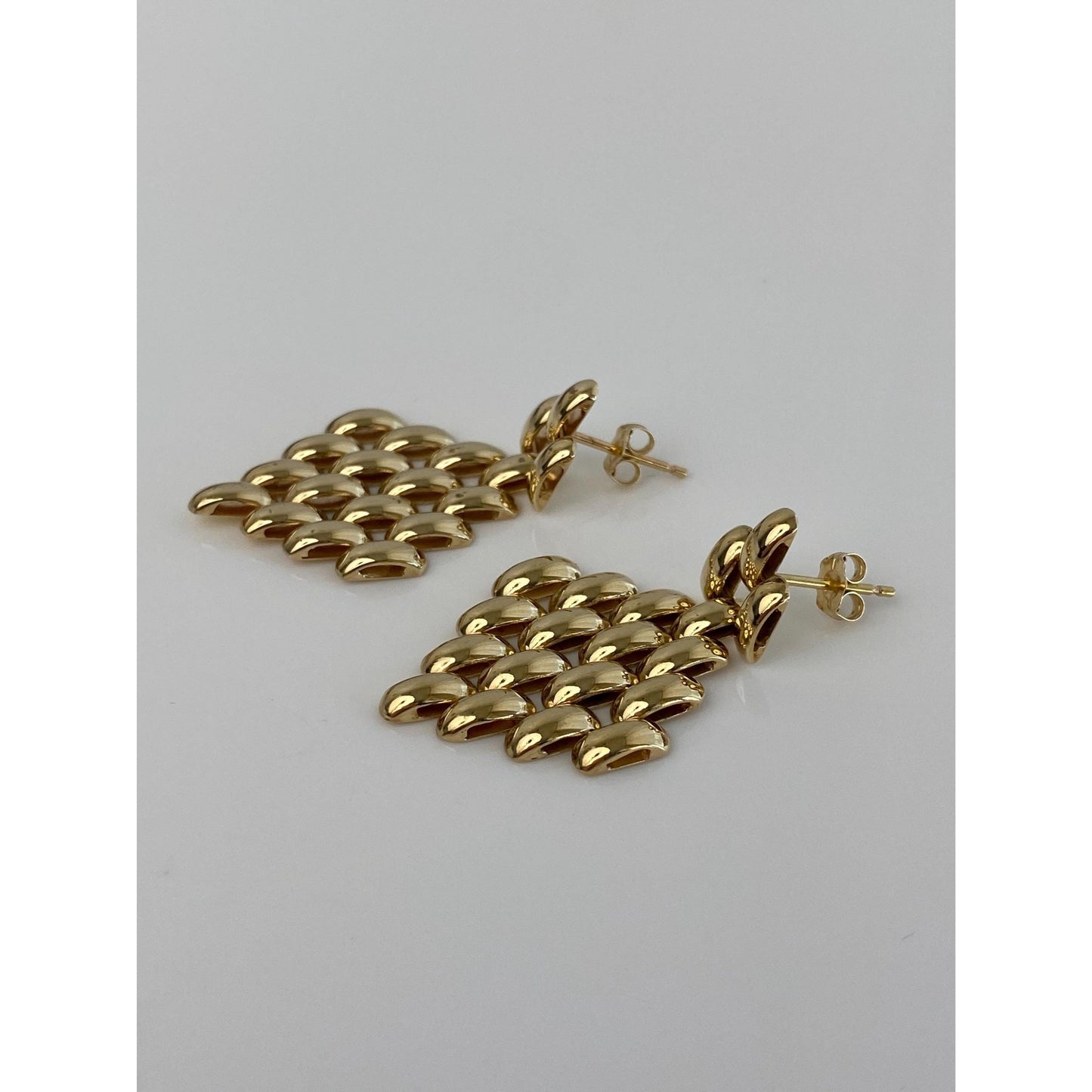 Vintage 14k Yellow Gold Watch Band Dangle Stud Earrings