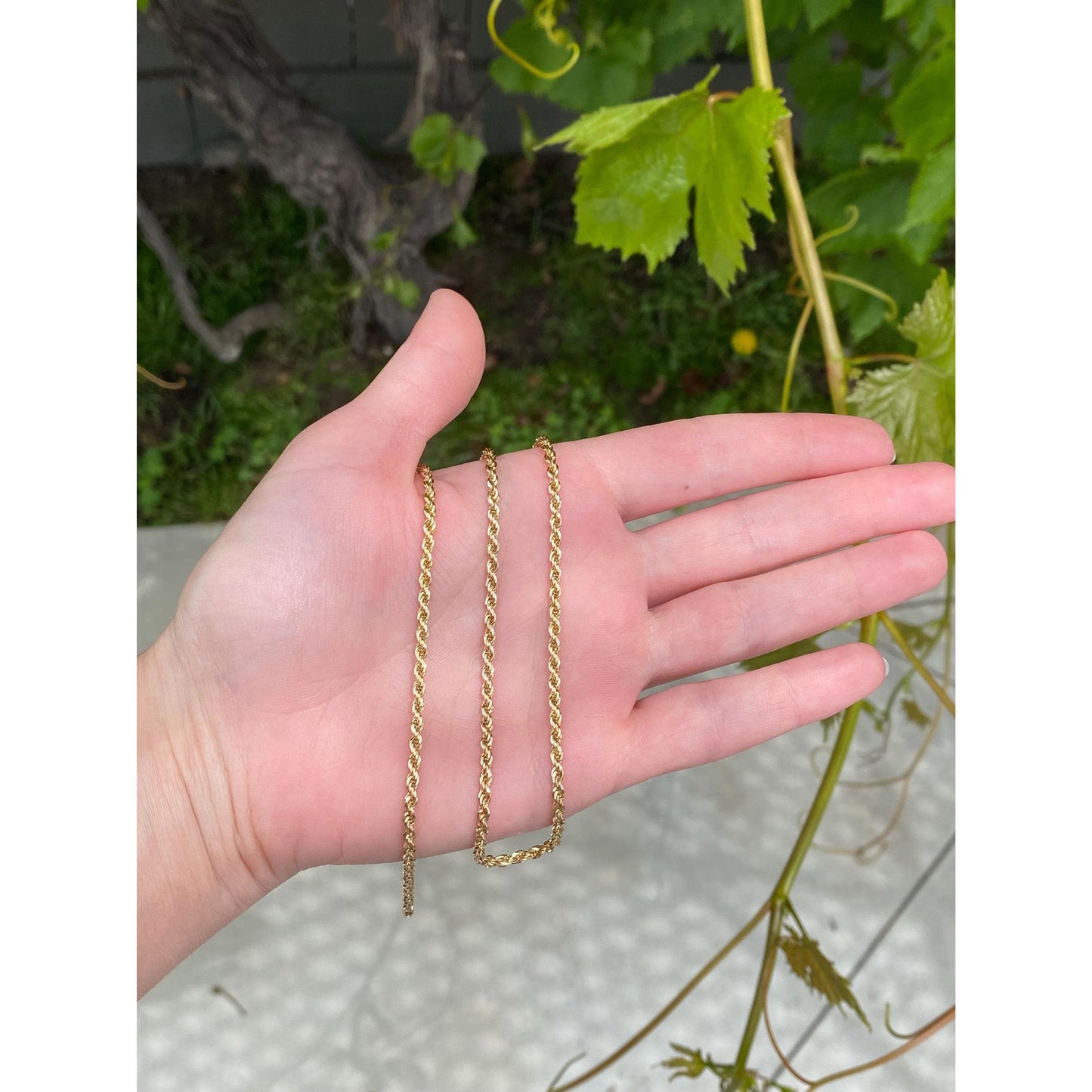 Vintage Solid 14k Yellow Gold Rope Chain Necklace - 16 inches