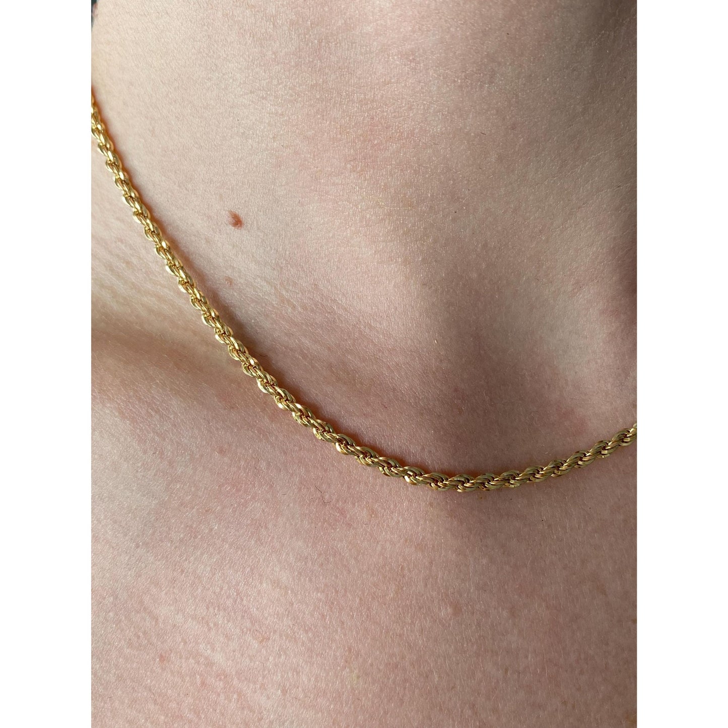 Vintage Solid 14k Yellow Gold Rope Chain Necklace - 16 inches